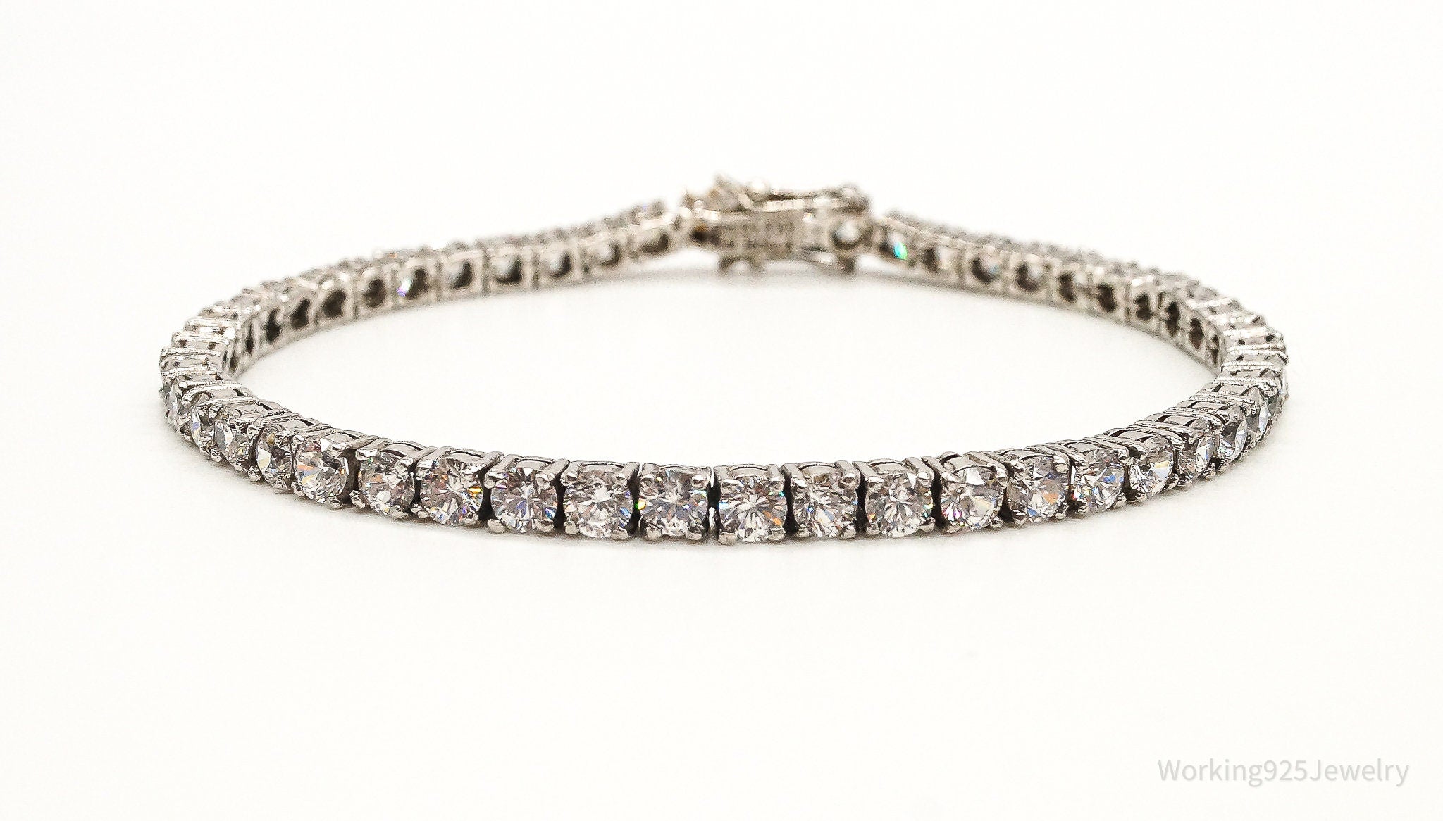 Vintage Classic Cubic Zirconia Sterling Silver Tennis Bracelet