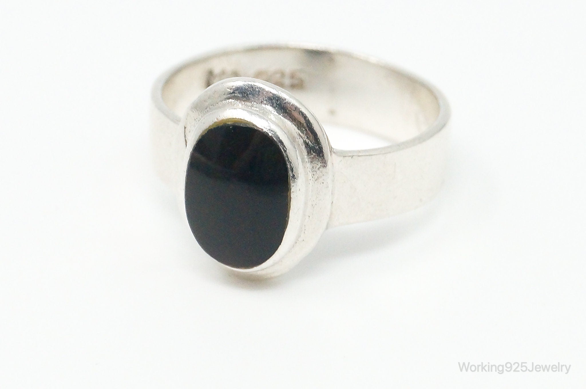 Vintage Black Onyx Sterling Silver Ring - Size 6.5