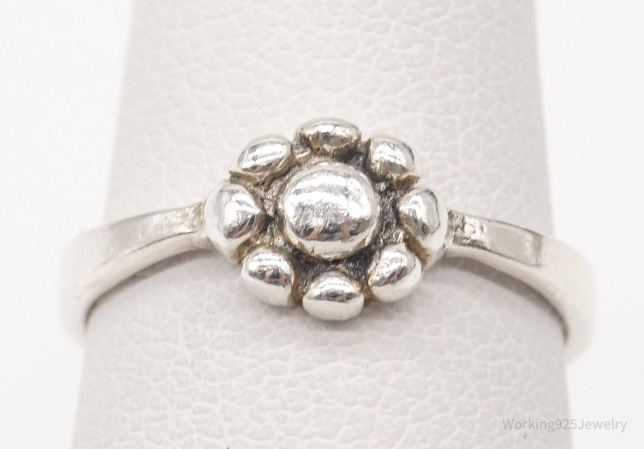 Vintage Flower Sterling Silver Ring - Size 4.25