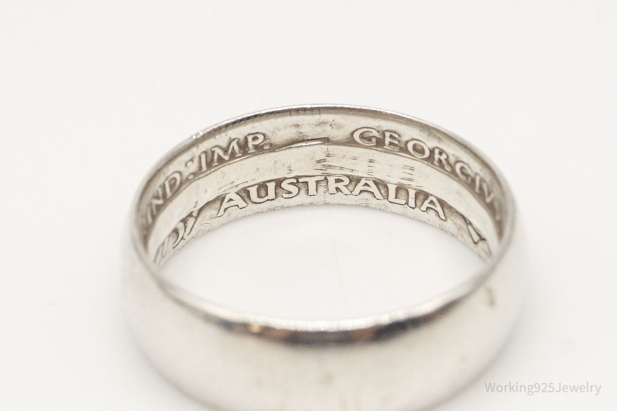 Vintage Australia Coin Silver Ring - Size 9.25