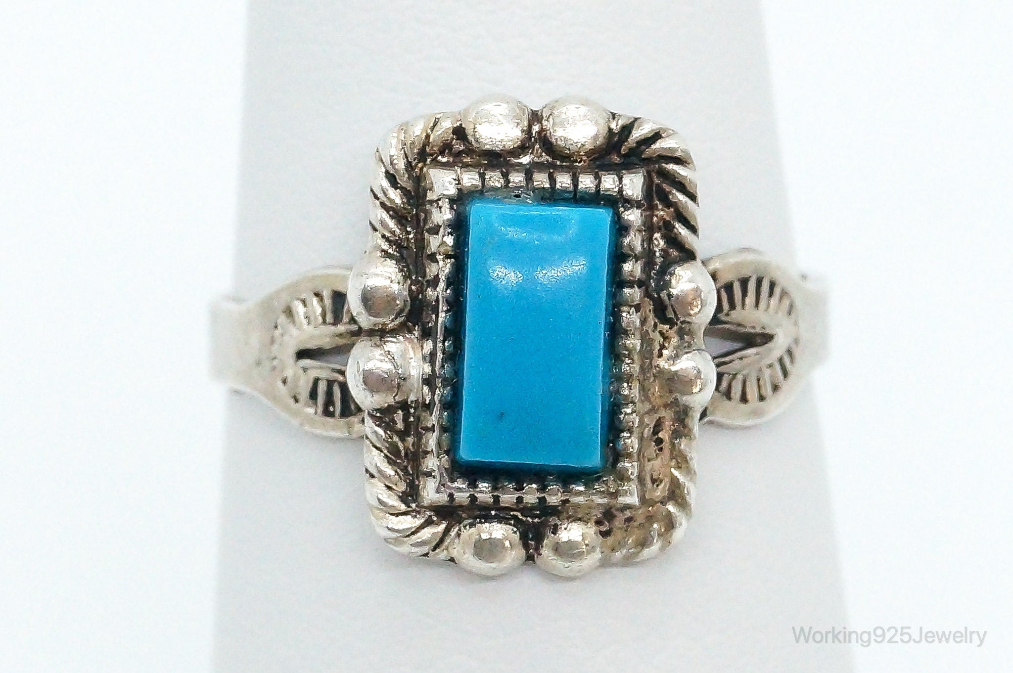 Vintage Designer Joseph Esposito ESPO Turquoise Sterling Silver Ring - Size 6