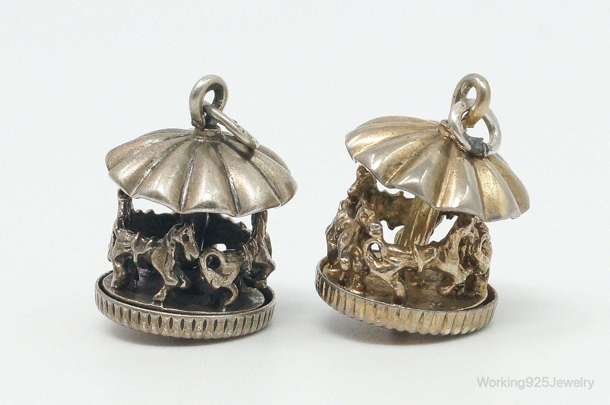 Vintage Antique Horse Merry-Go-Round Carousel Moving Sterling Silver Charms Set