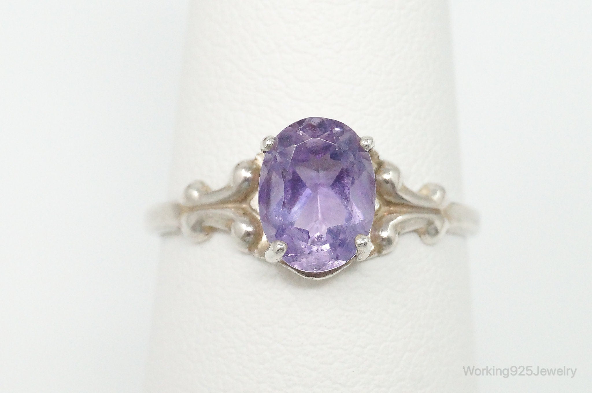 Vintage Designer Kabana Amethyst Sterling Silver Ring - Size 7