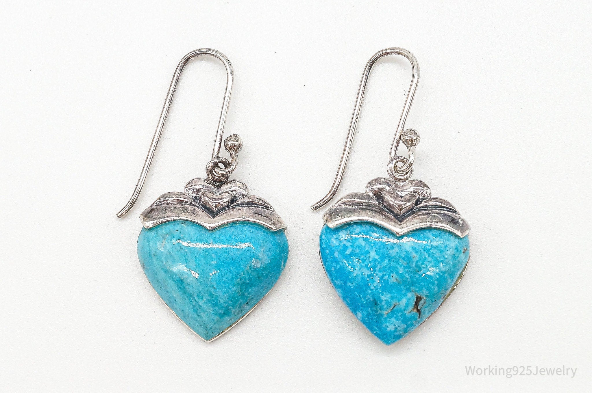 Designer SX Turquoise Hearts Sterling Silver Earrings