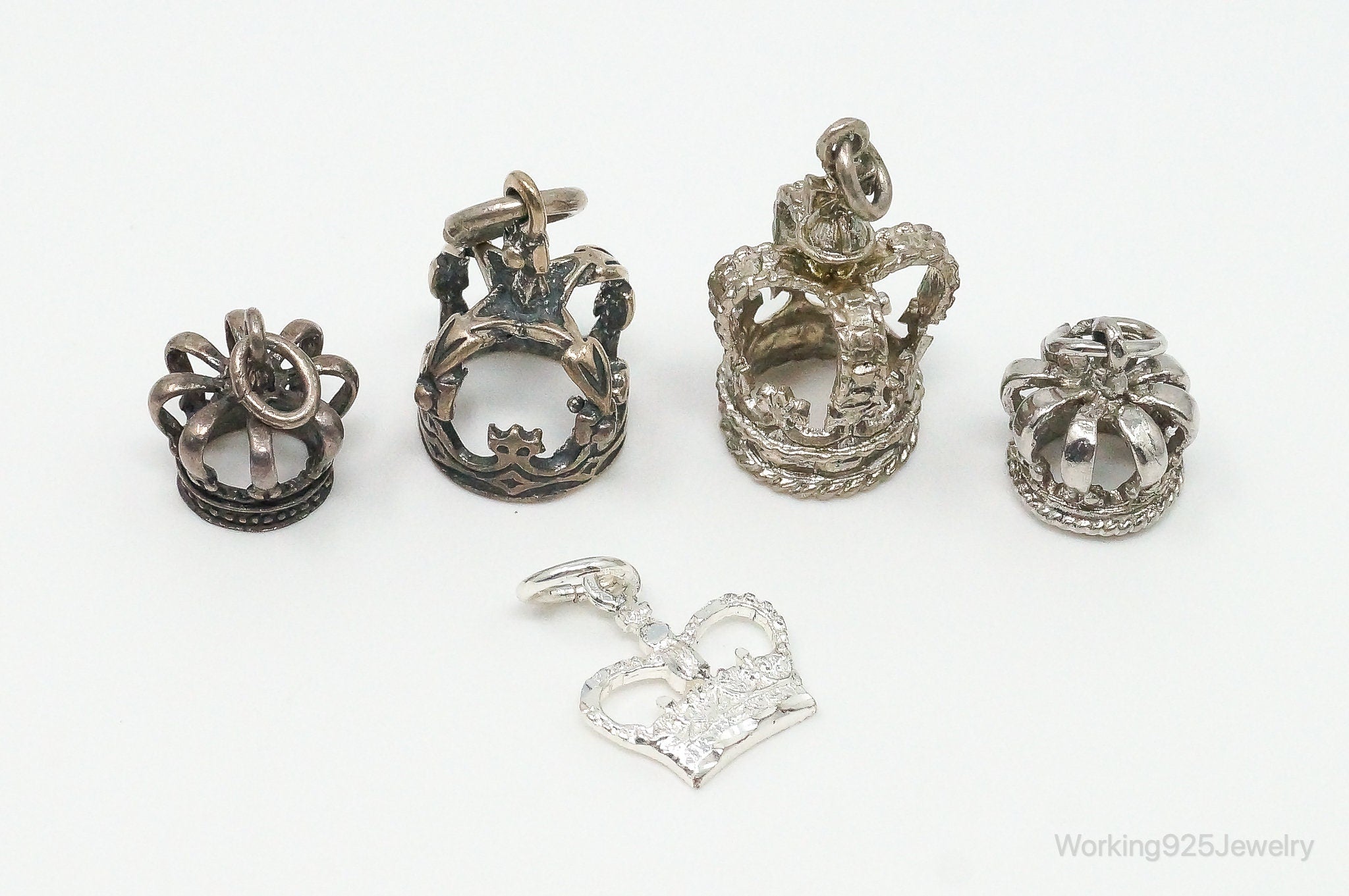 Vintage Antique Crowns Sterling Silver Charms