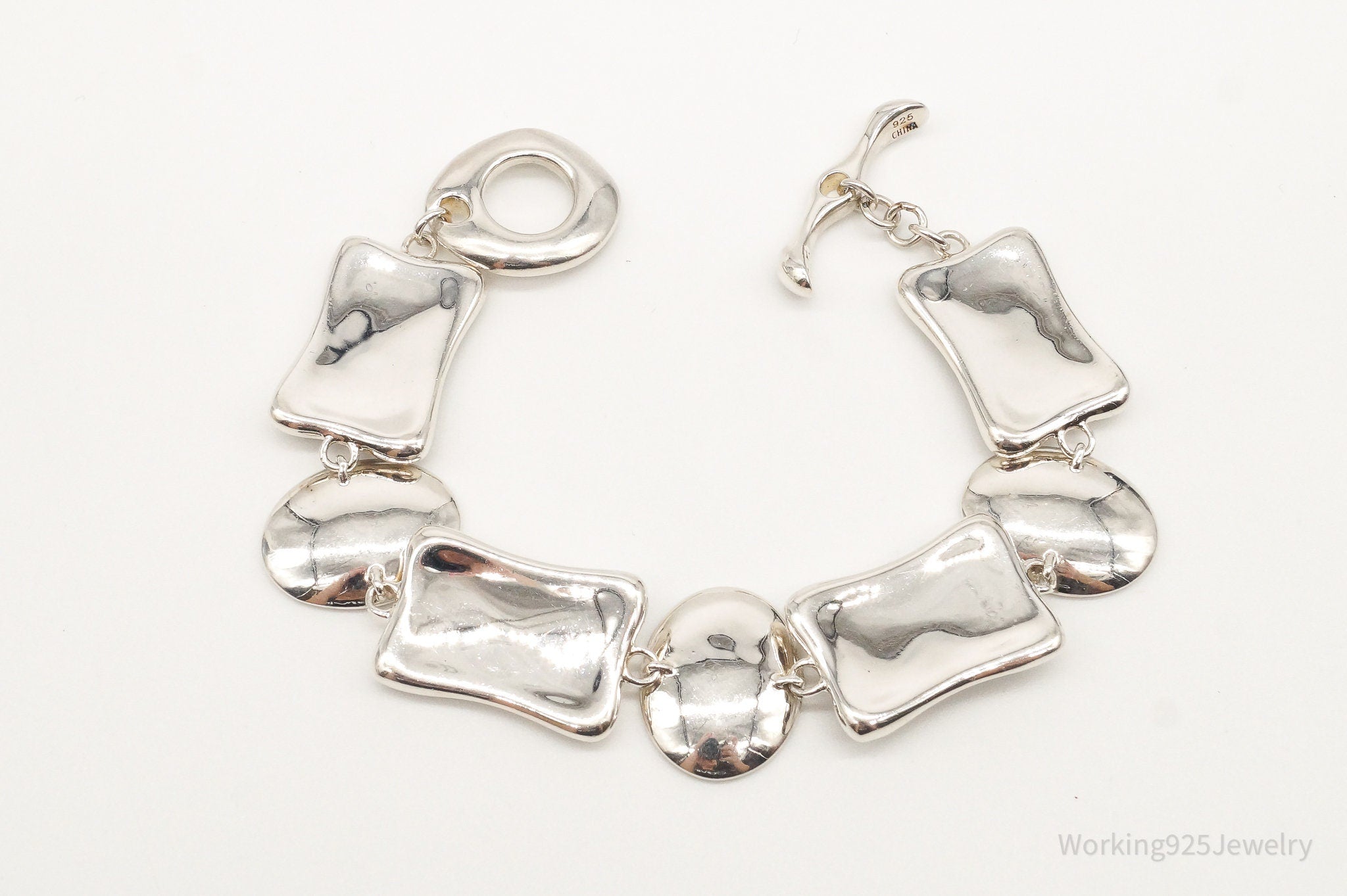 Designer Robert Lee Morris Modernist Sterling Silver Toggle Bracelet