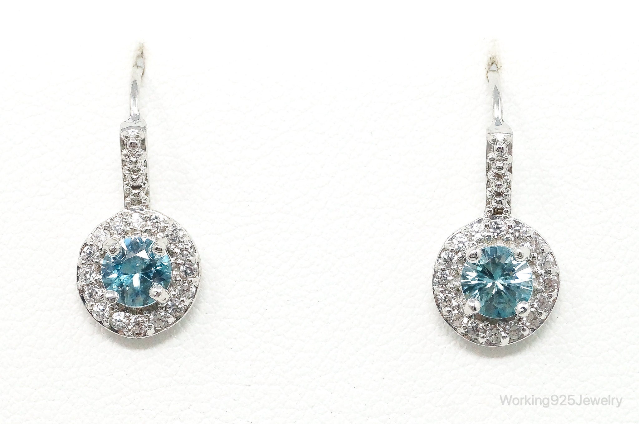 Blue Topaz Cubic Zirconia Sterling Silver Earrings