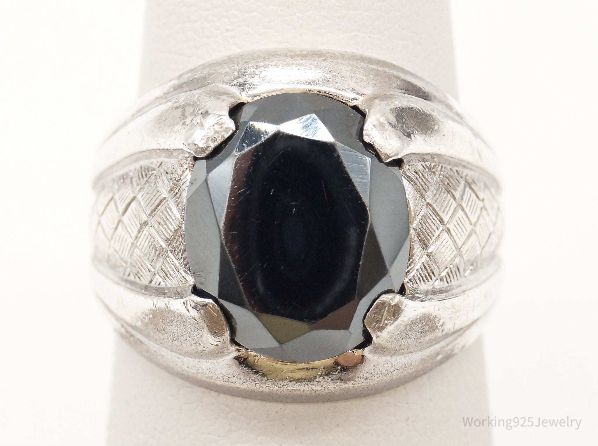 Antique Hematite Sterling Silver Ring - Size 6