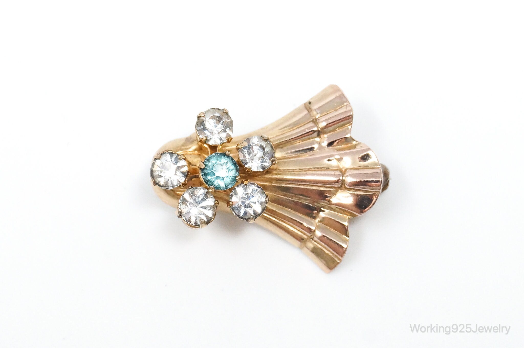 Vintage Designer VAN DELL 12K GF Rhinestones Brooch Pin