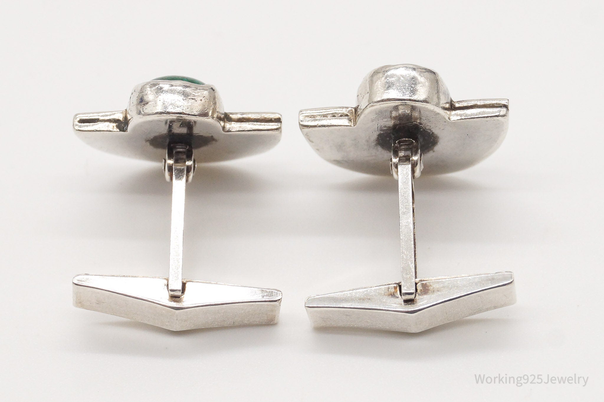 Vintage Azurite Modernist Sterling Silver Cufflinks