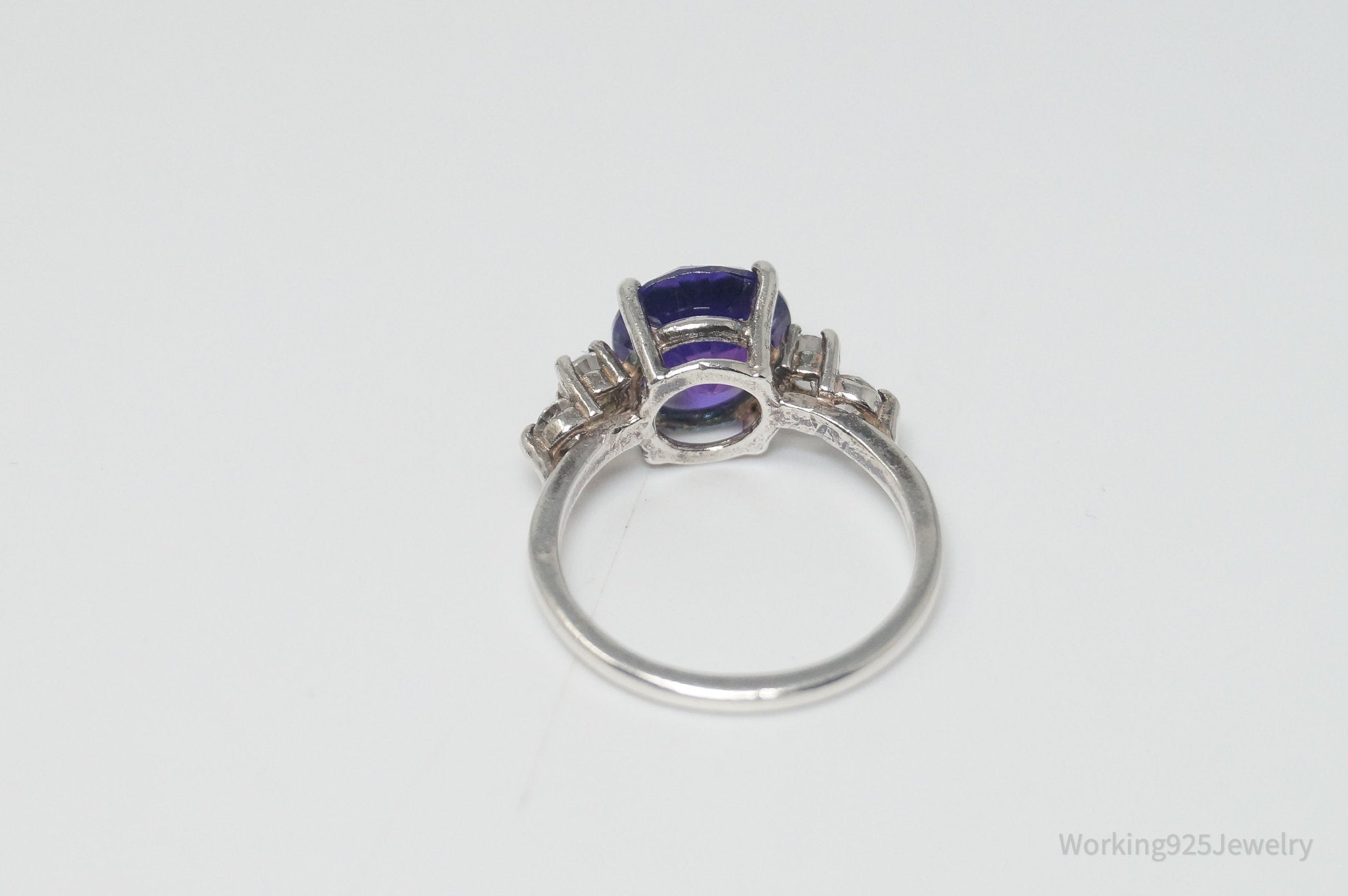 Vintage Amethyst CZ Sterling Silver Ring - Sz 6.5