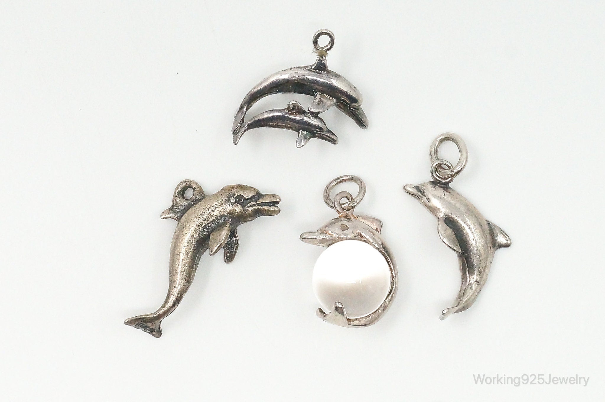 Vintage Antique Ocean Sea Life Dolphins Sterling Silver Charms Lot