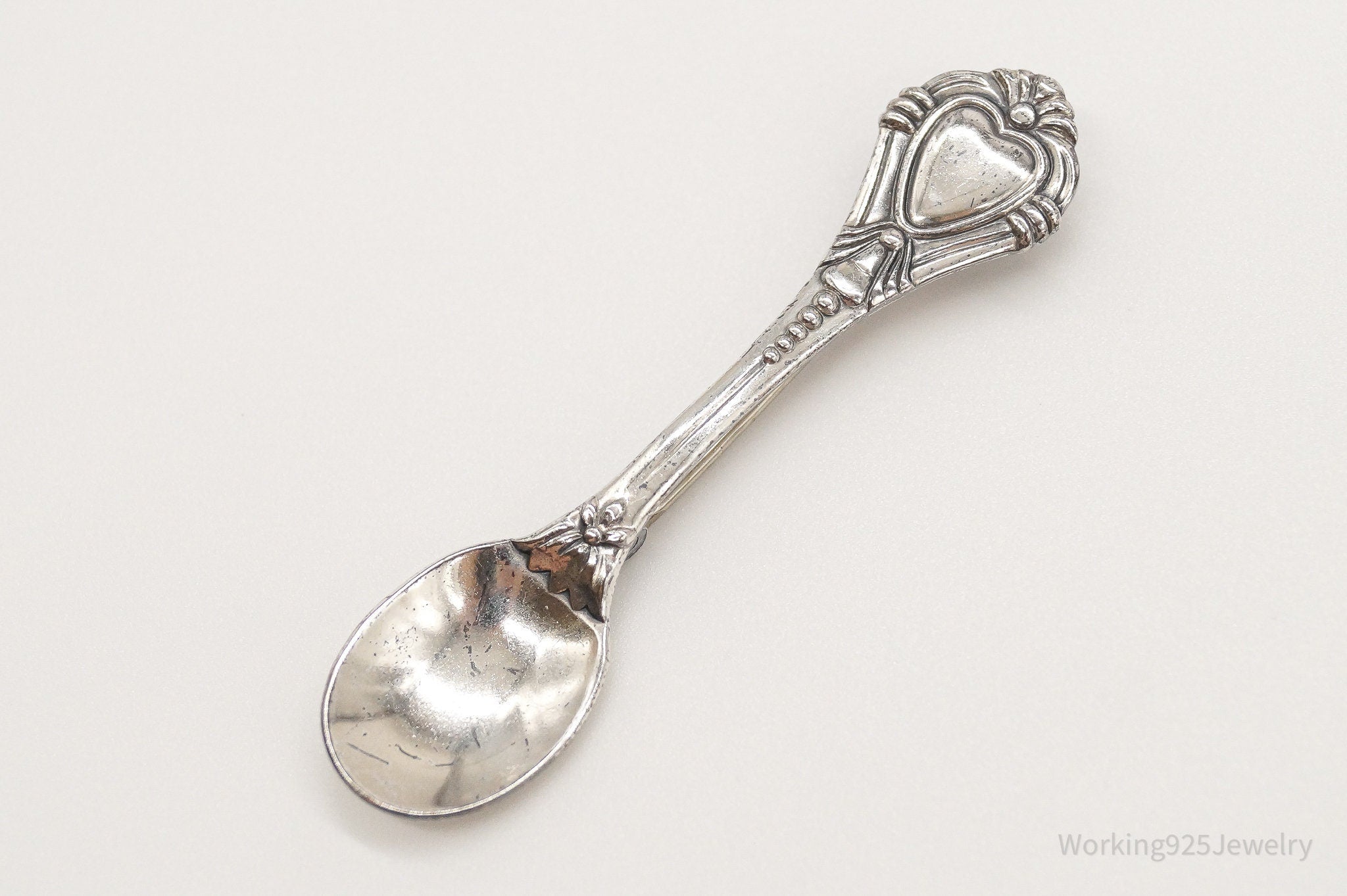 Antique Spoon Sterling Silver Brooch Pin