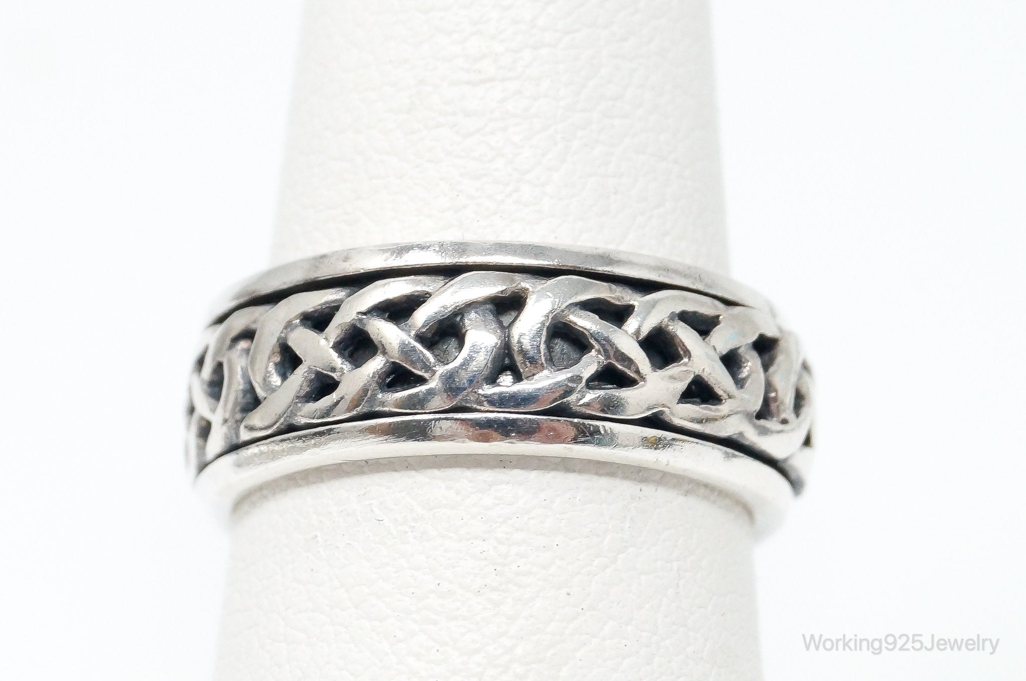 Vintage Designer PSCL Celtic Knot Sterling Silver Spinner Band Ring Size 6.75