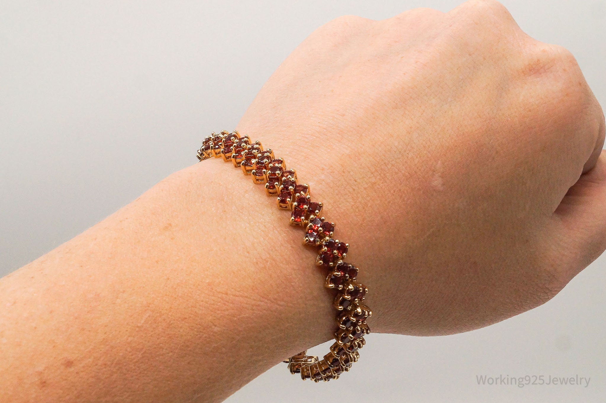 Orange Garnet Gold Vermeil Sterling Silver Bracelet