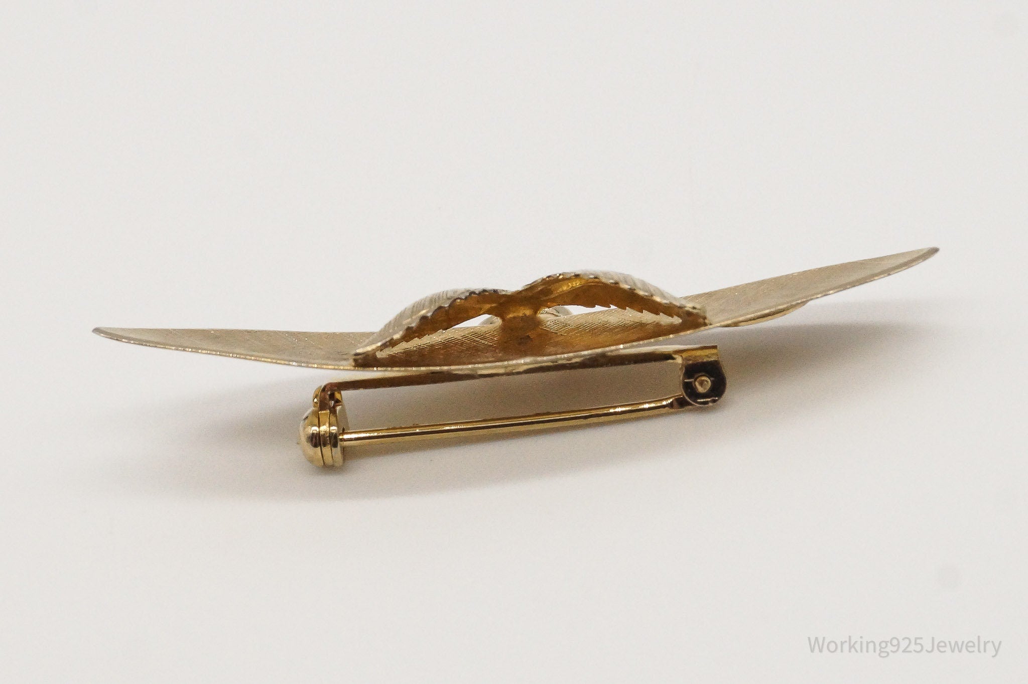 1940s Vintage Designer Sassen Gold Vermeil Sterling Silver Brooch Pin