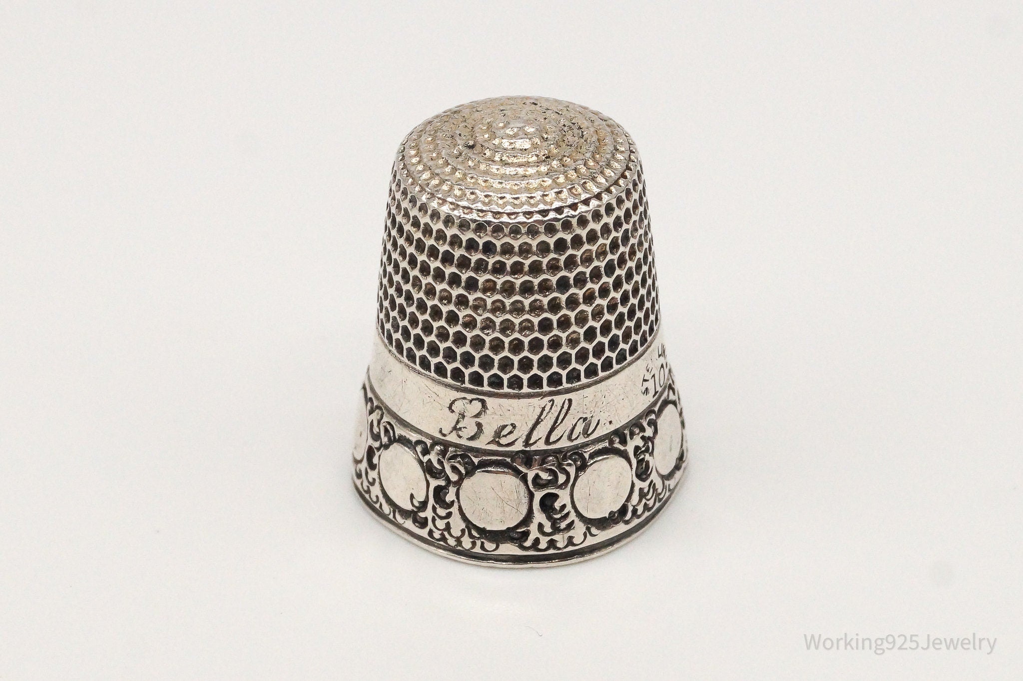 Antique Simons Bros & Co "Bella" Dome Sterling Silver Thimble