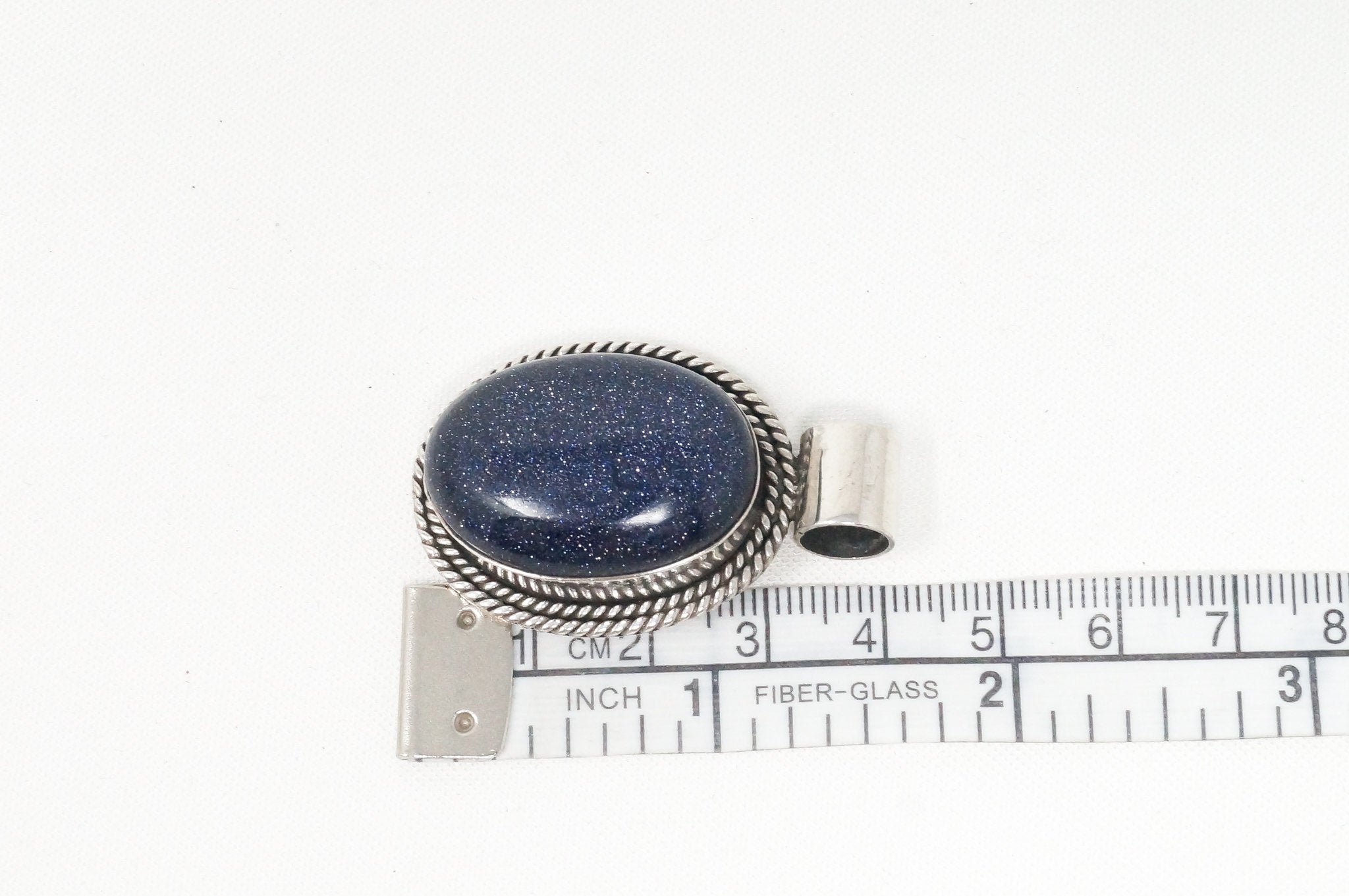 Vintage Handmade Blue Goldstone Sterling Silver Southwestern Necklace Pendant