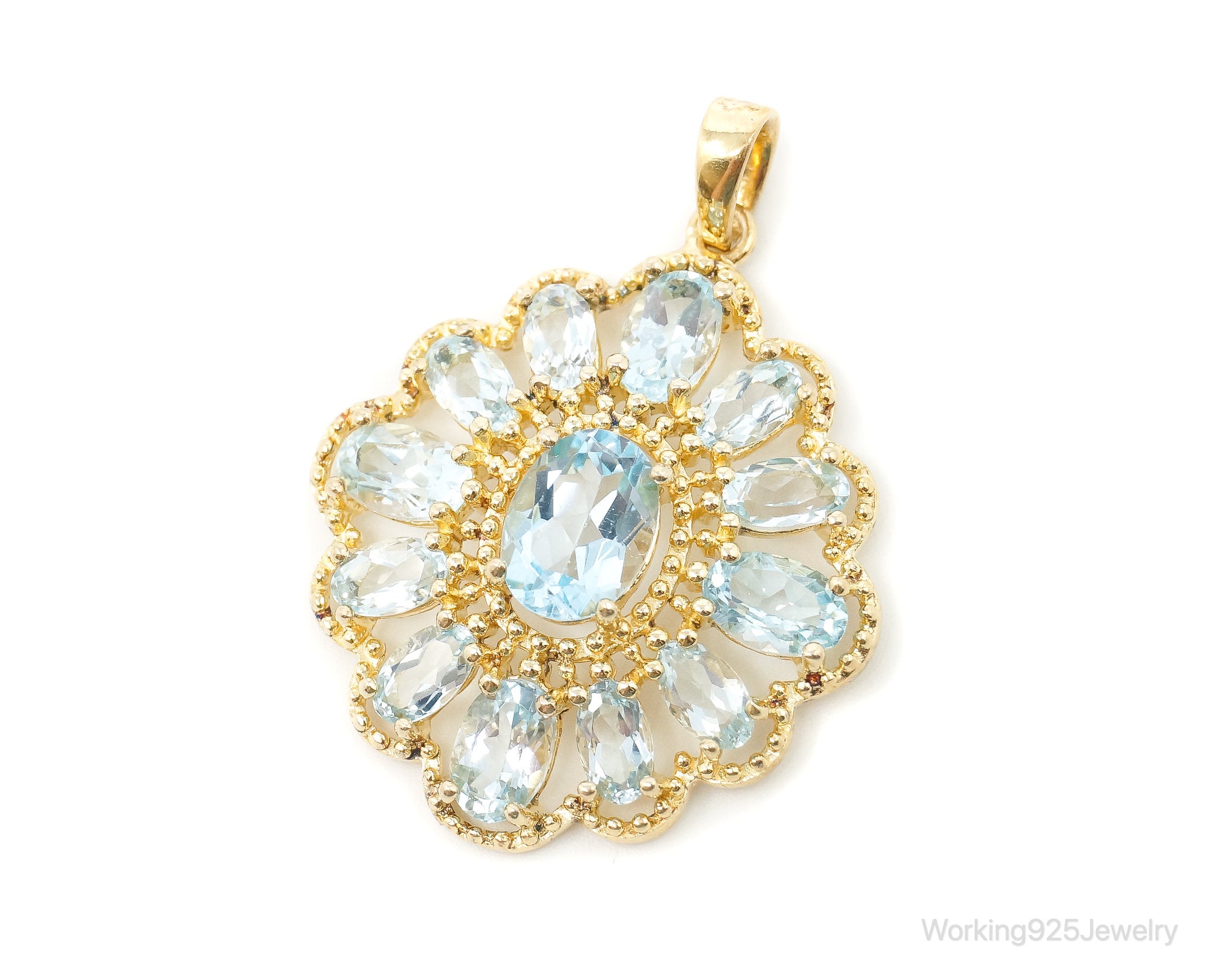 Designer Ross Simons Blue Topaz Gold Over Sterling Silver Pendant