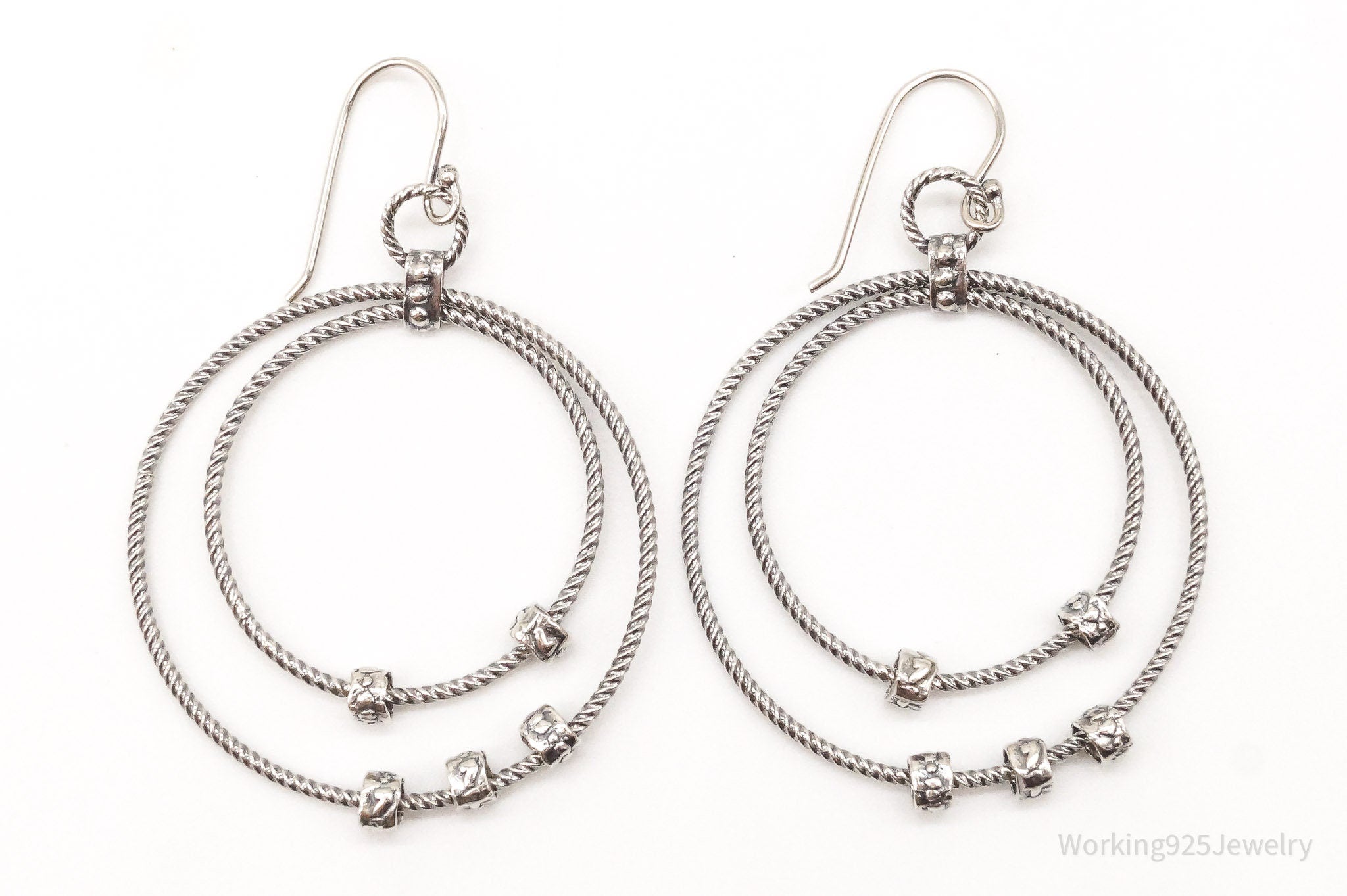 Vintage Designer Silpada Retired Double Rings Sterling Silver Earrings