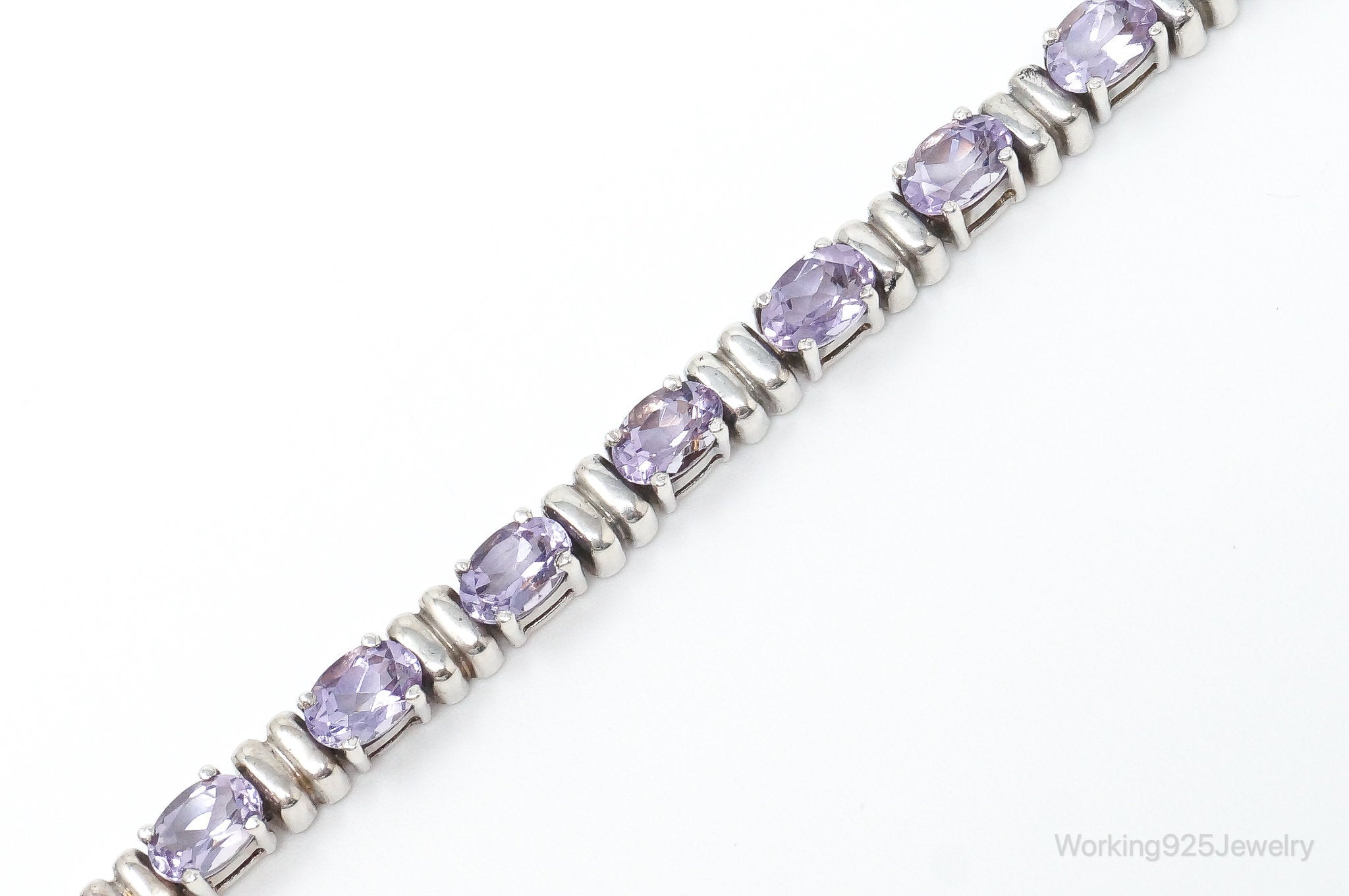 Vintage Art Deco Amethyst Sterling Silver Tennis Bracelet