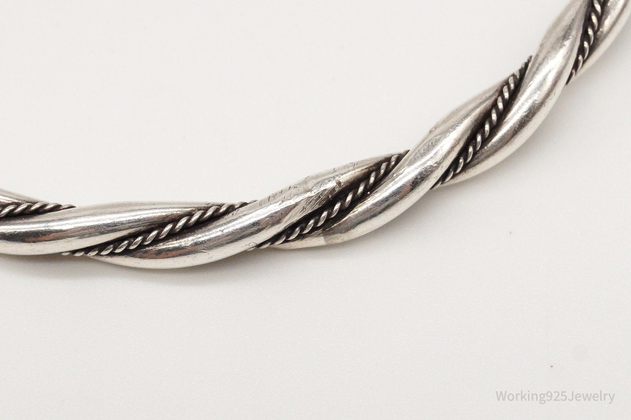 Antique Twist Rope Cable 900 Silver Bangle Bracelet