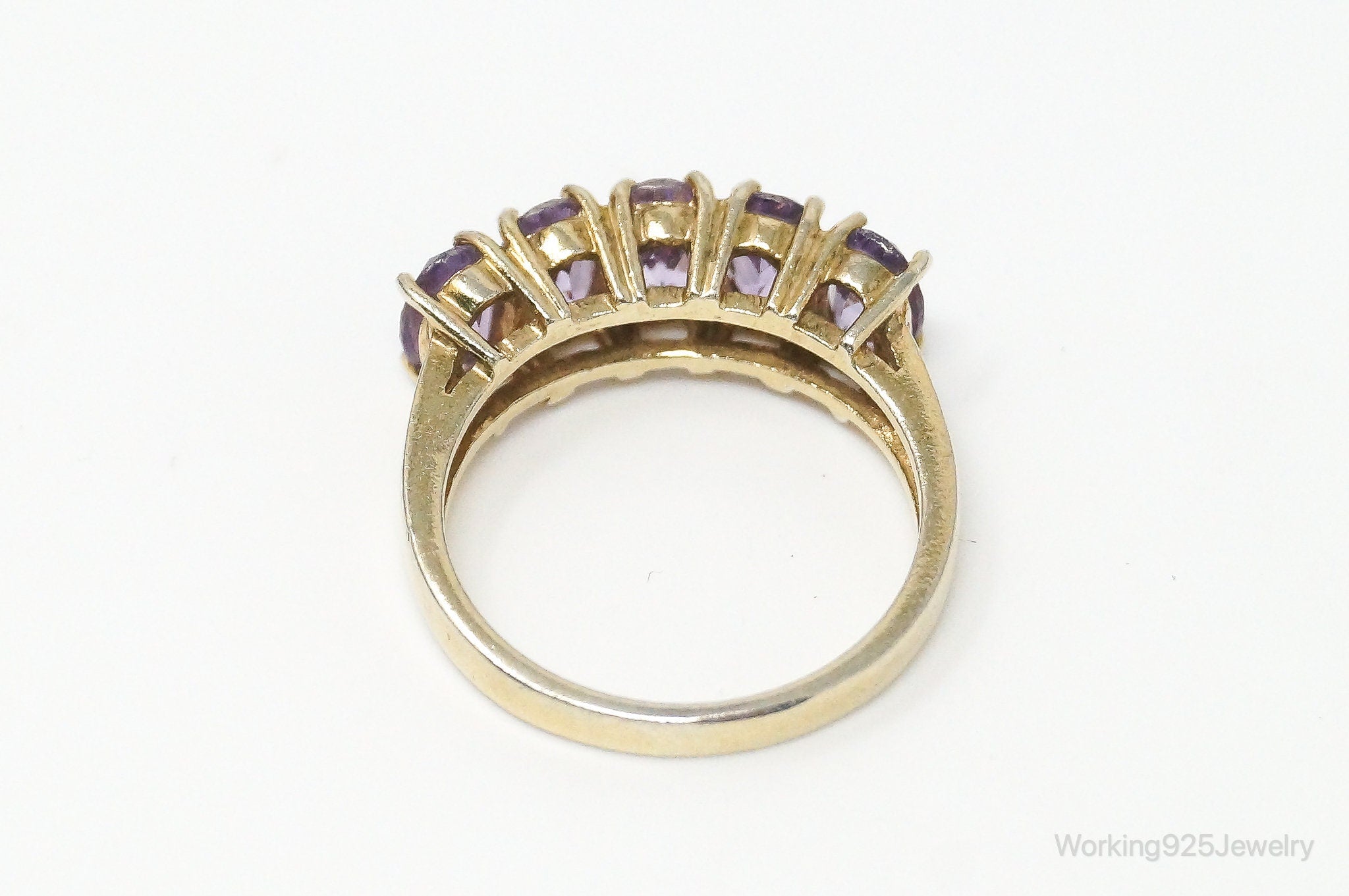 Vintage Amethyst Gold Vermeil Sterling Silver Ring - Size 6