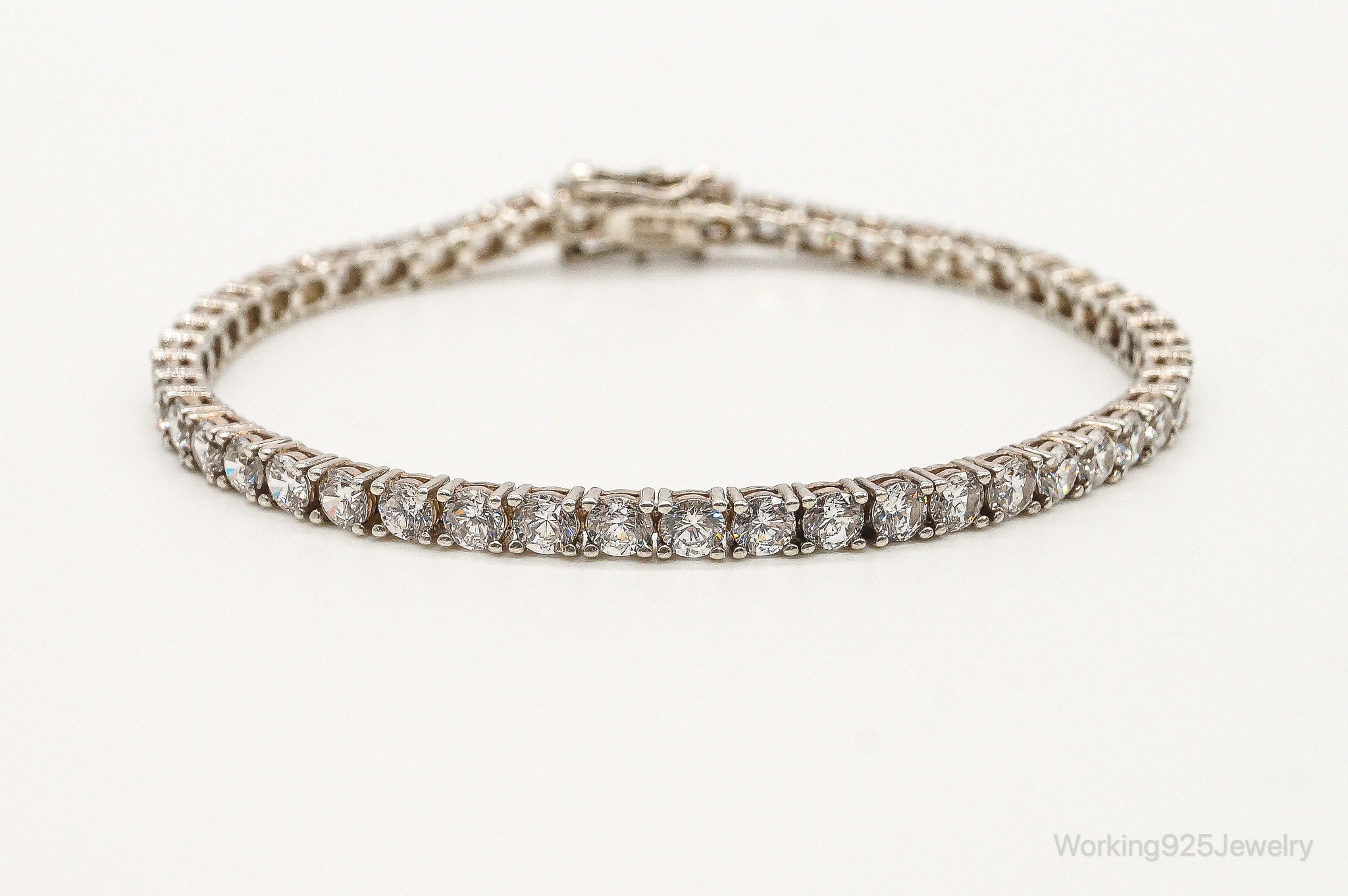 Vintage Cubic Zirconia Sterling Silver Tennis Bracelet