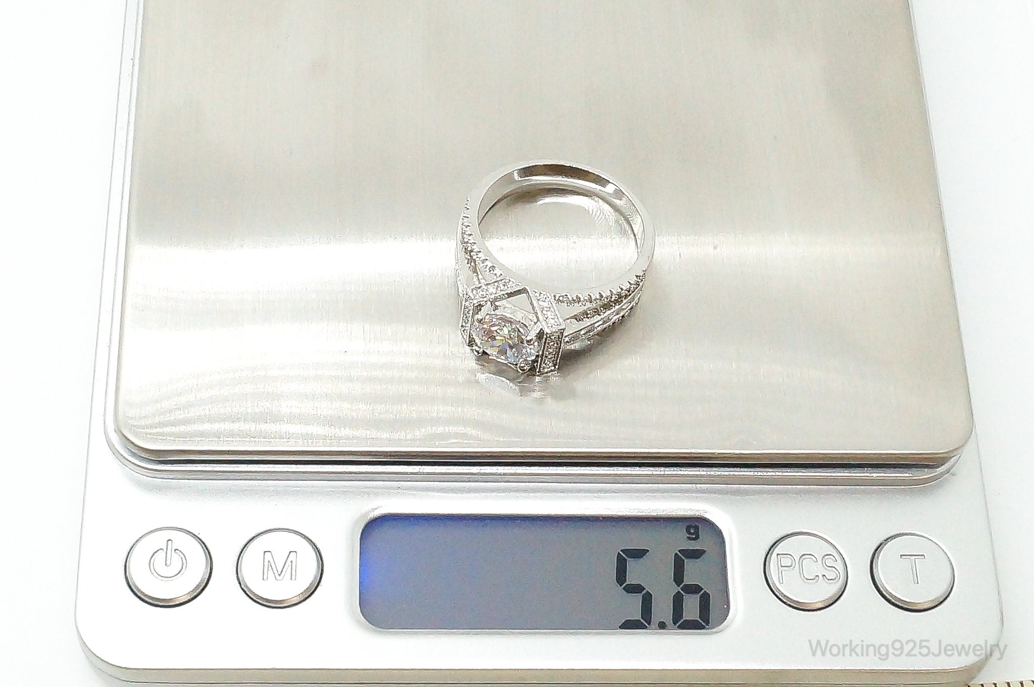 Cubic Zirconia Sterling Silver Ring - Size 9.75