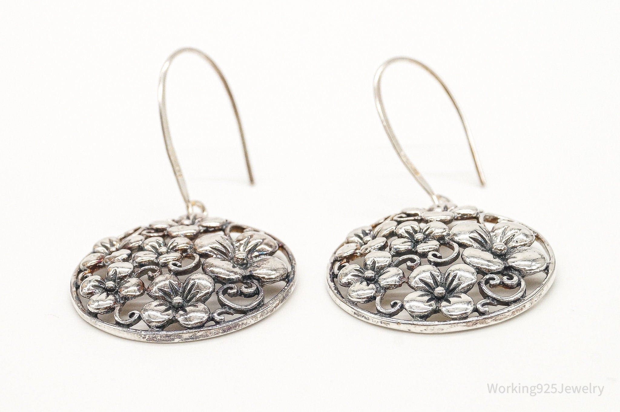 Flowers Cut Out Sterling Silver Earrings