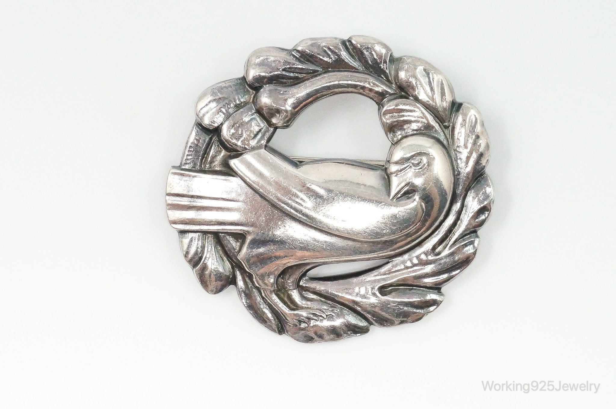 Antique Bird Sterling Silver Brooch Pin