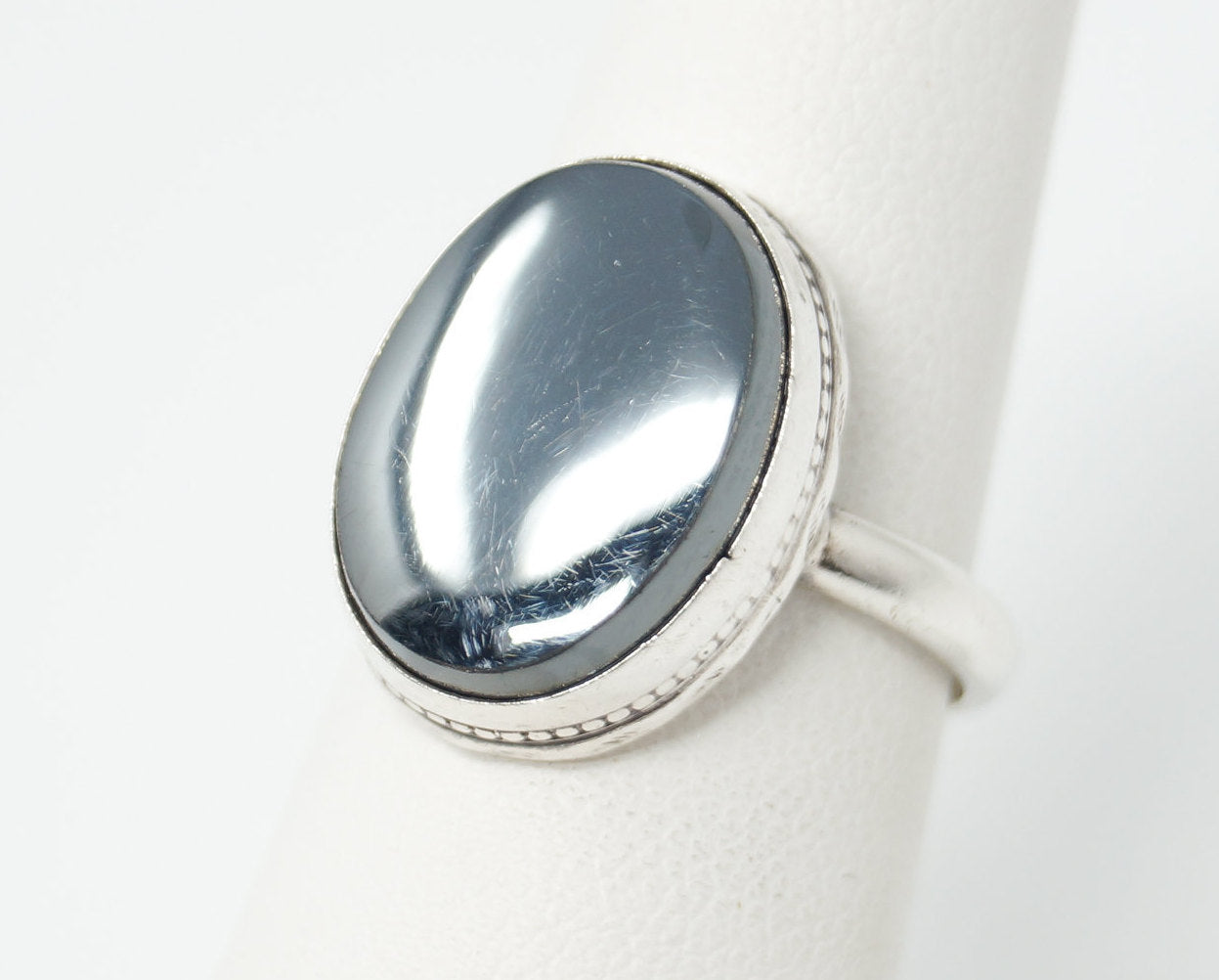 Antique Hematite Sterling Silver Ring - Size 6.5