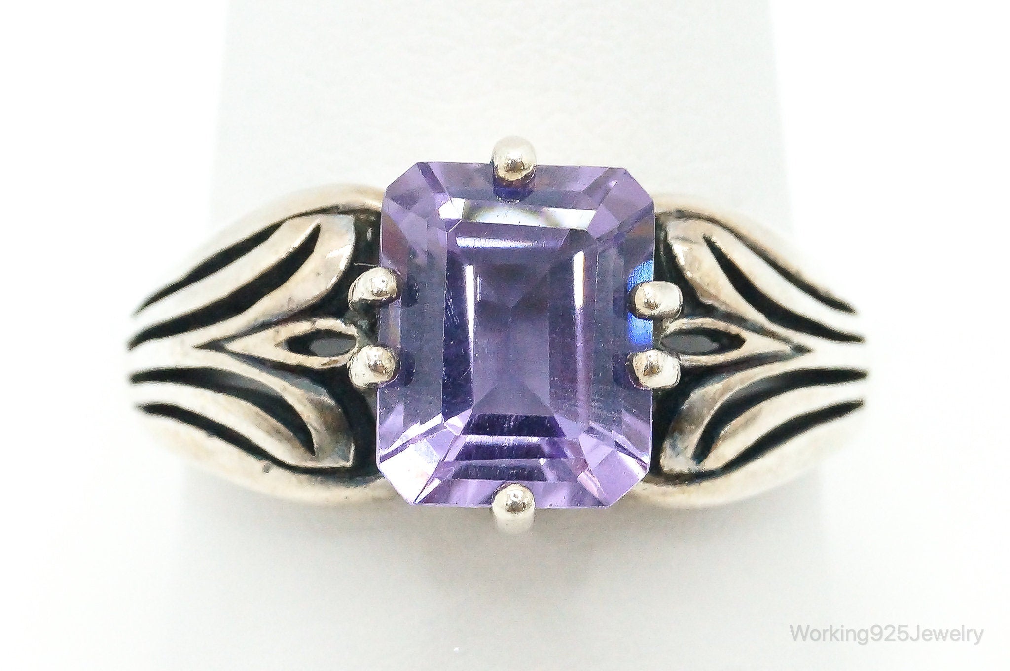 Designer CNA Amethyst Sterling Silver Ring - Size 10