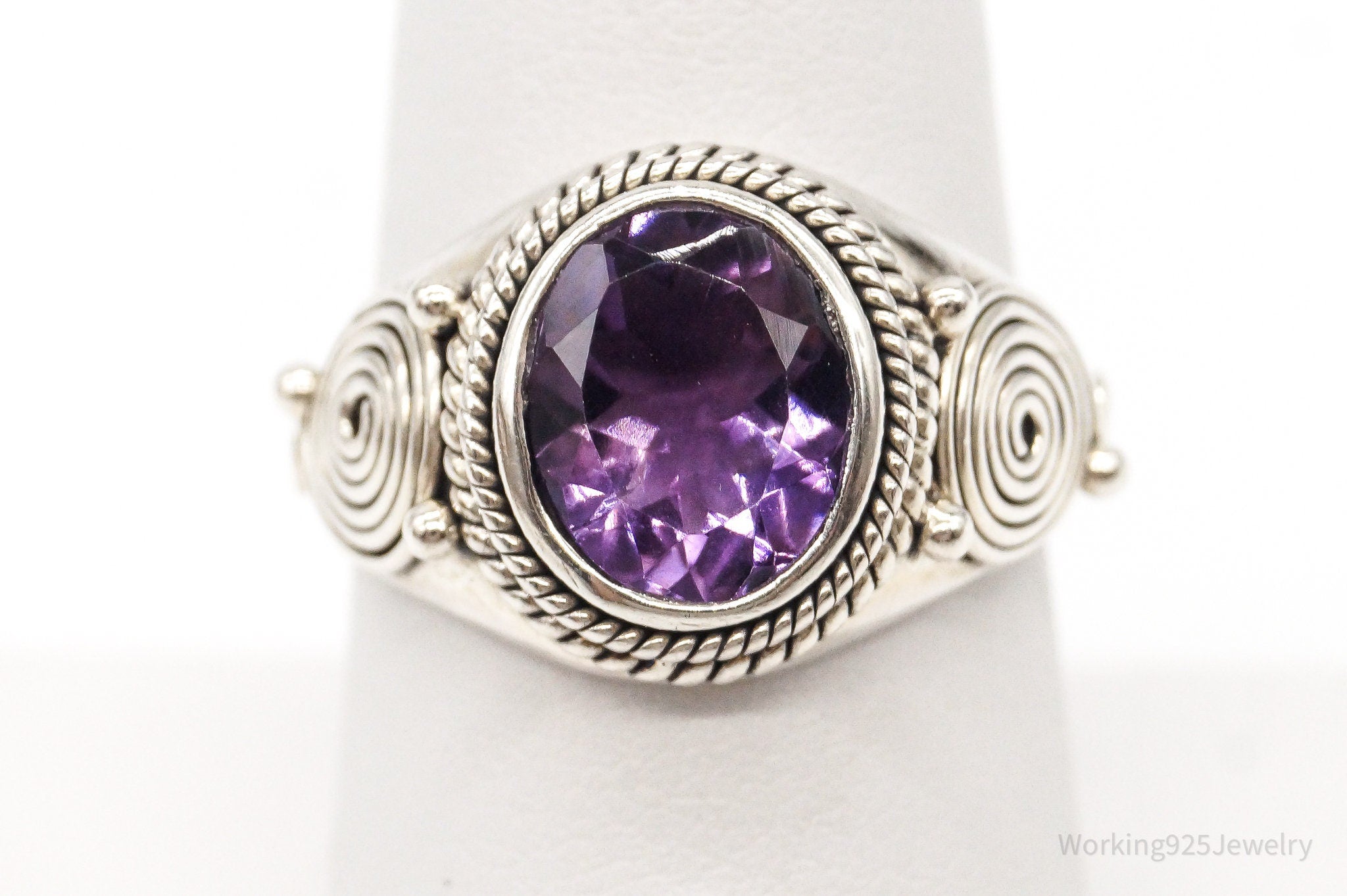 Vintage Amethyst Sterling Silver Ring -Size 7.25