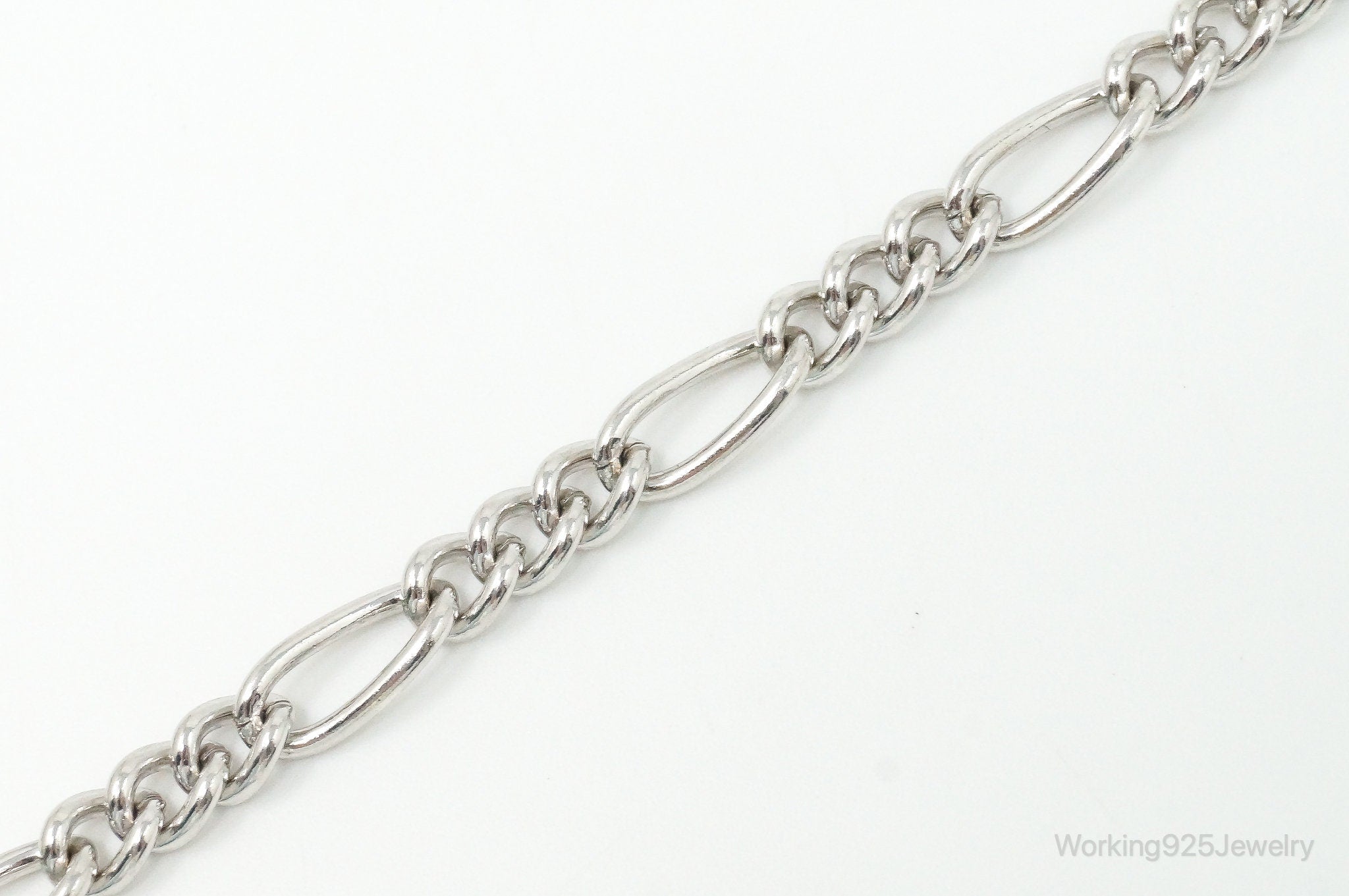 Vintage Figaro Chain Link Sterling Silver Charm Bracelet