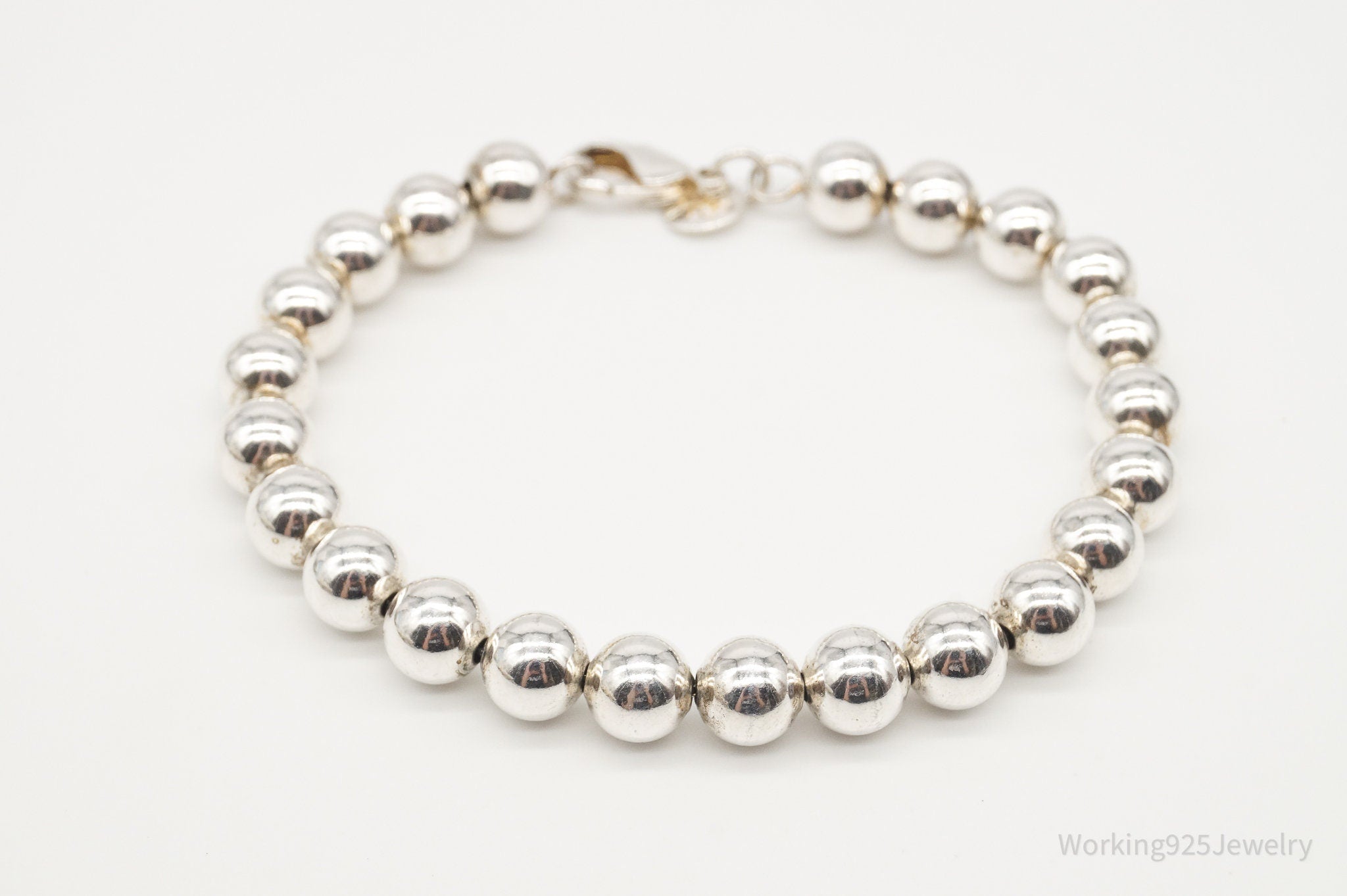 Vintage Ball Beaded Sterling Silver Bracelet