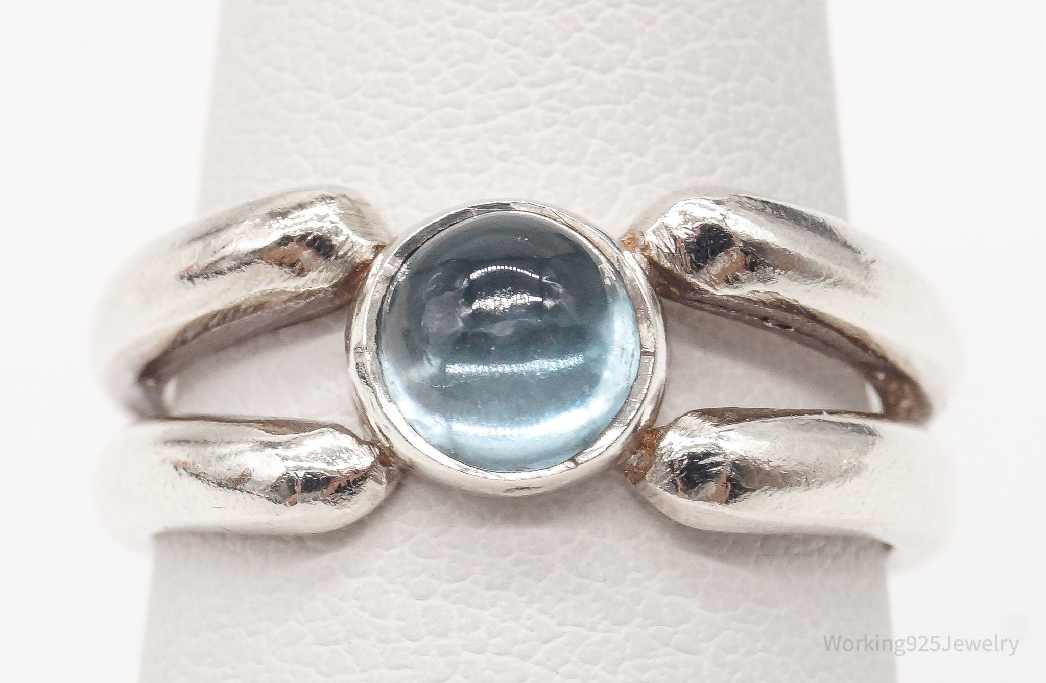 Vintage Blue Topaz Sterling Silver Ring - Size 6.5