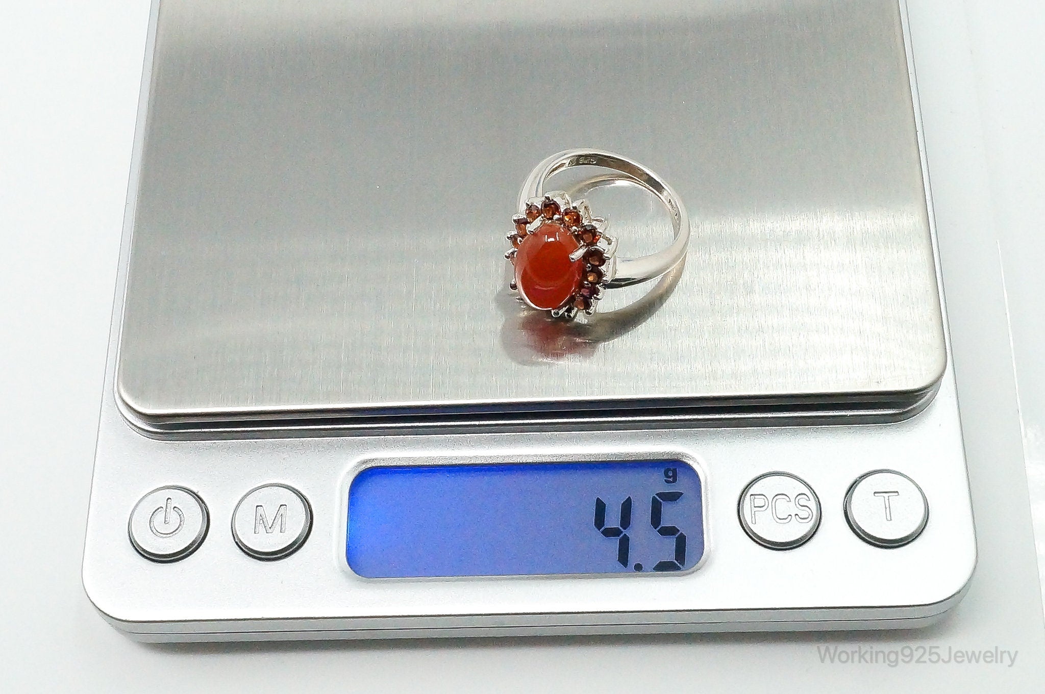 Vintage Carnelian Red Cubic Zirconia Sterling Silver Ring - Size 7