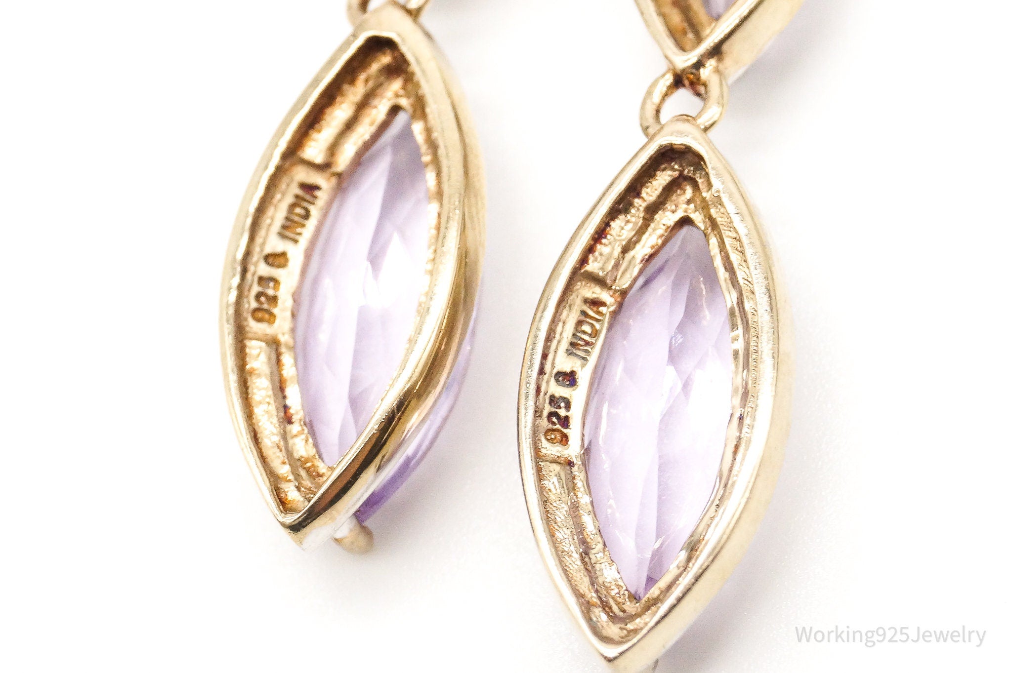 Vintage Amethyst Gold Vermeil Sterling Silver Earrings