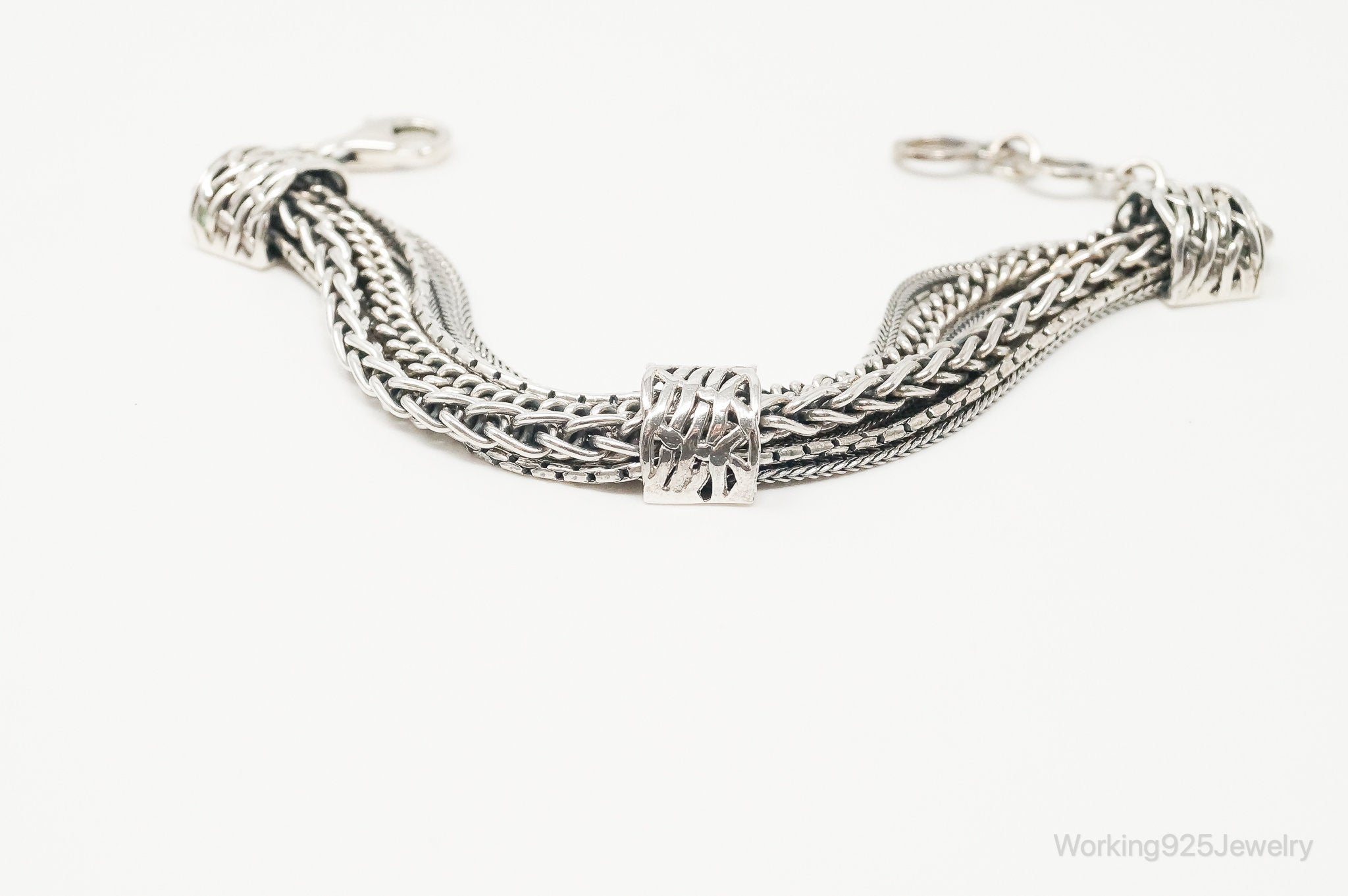 Designer Silpada Sterling Silver Balinese Style Chains Bracelet