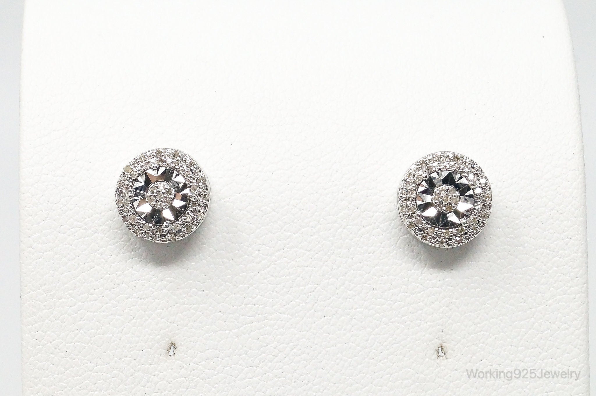 Vintage Diamond Sterling Silver Earrings