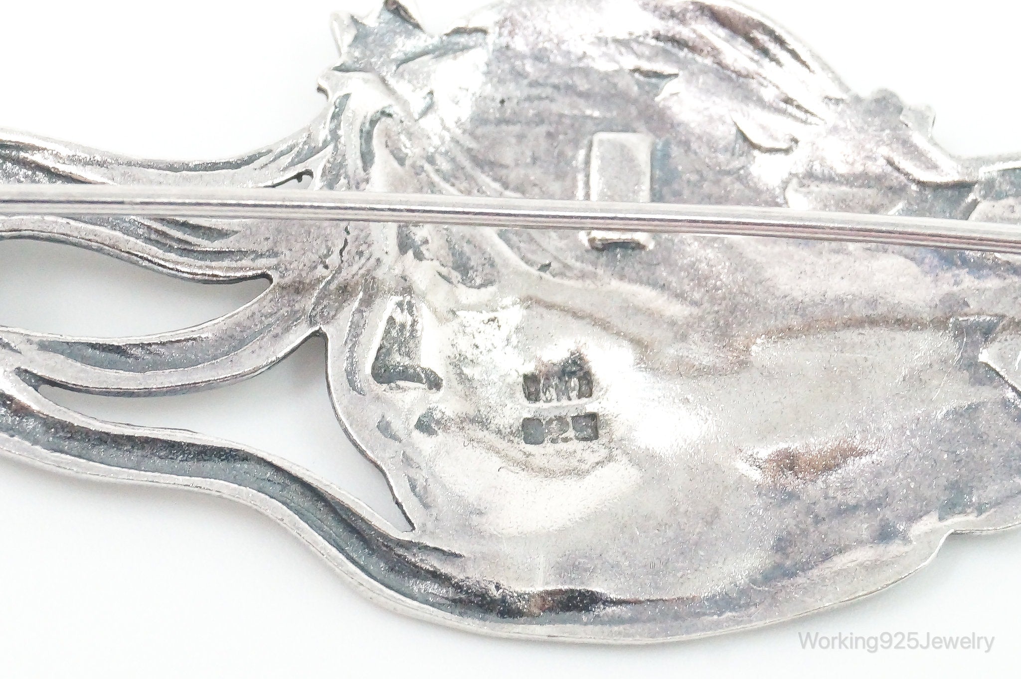 Vintage Designer BOMA Goddess Sterling Silver Brooch Pin