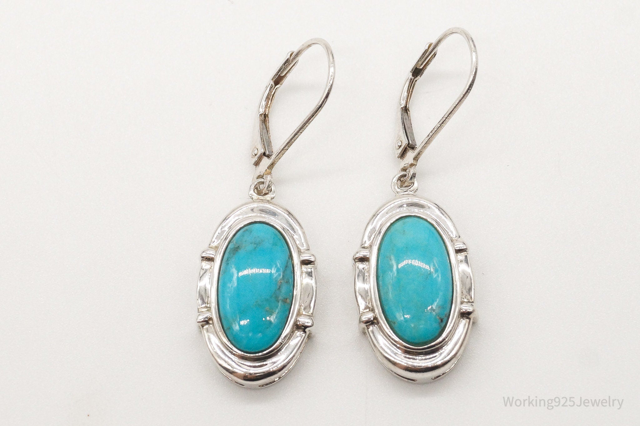 Vintage Designer Whitney Kelly WK Blue Turquoise Sterling Silver Earrings