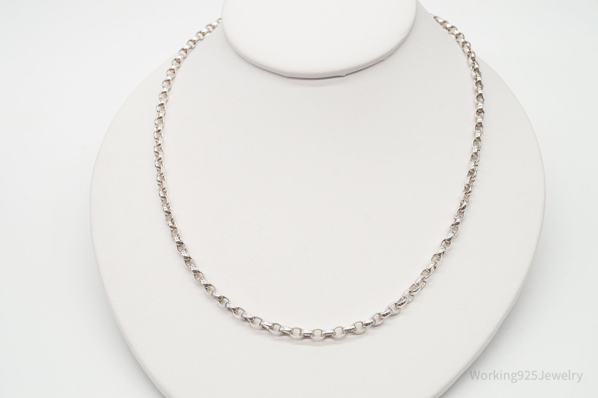 Vintage High End Designer Cynthia Griffis Sterling Silver Rolo Chain Necklace