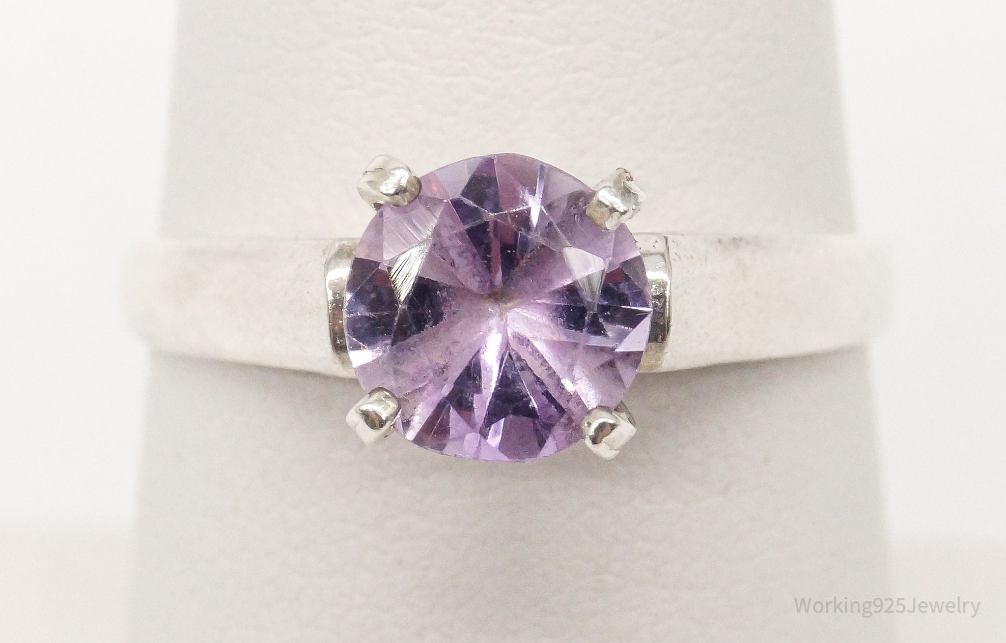 Vintage Amethyst Sterling Silver Ring - Size 6.75