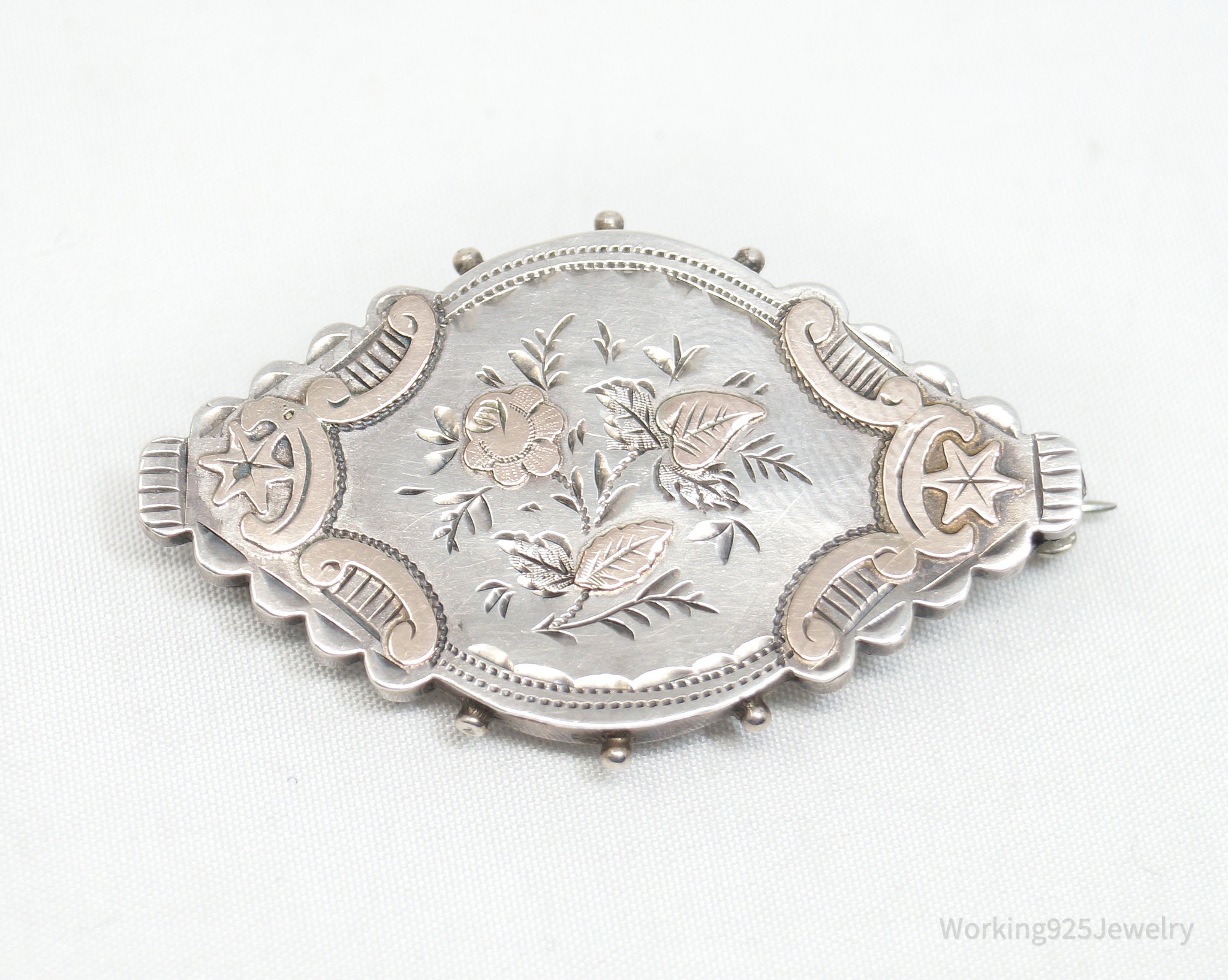 Antique English Designer George Alfred Retchford Sterling Silver Brooch Pin