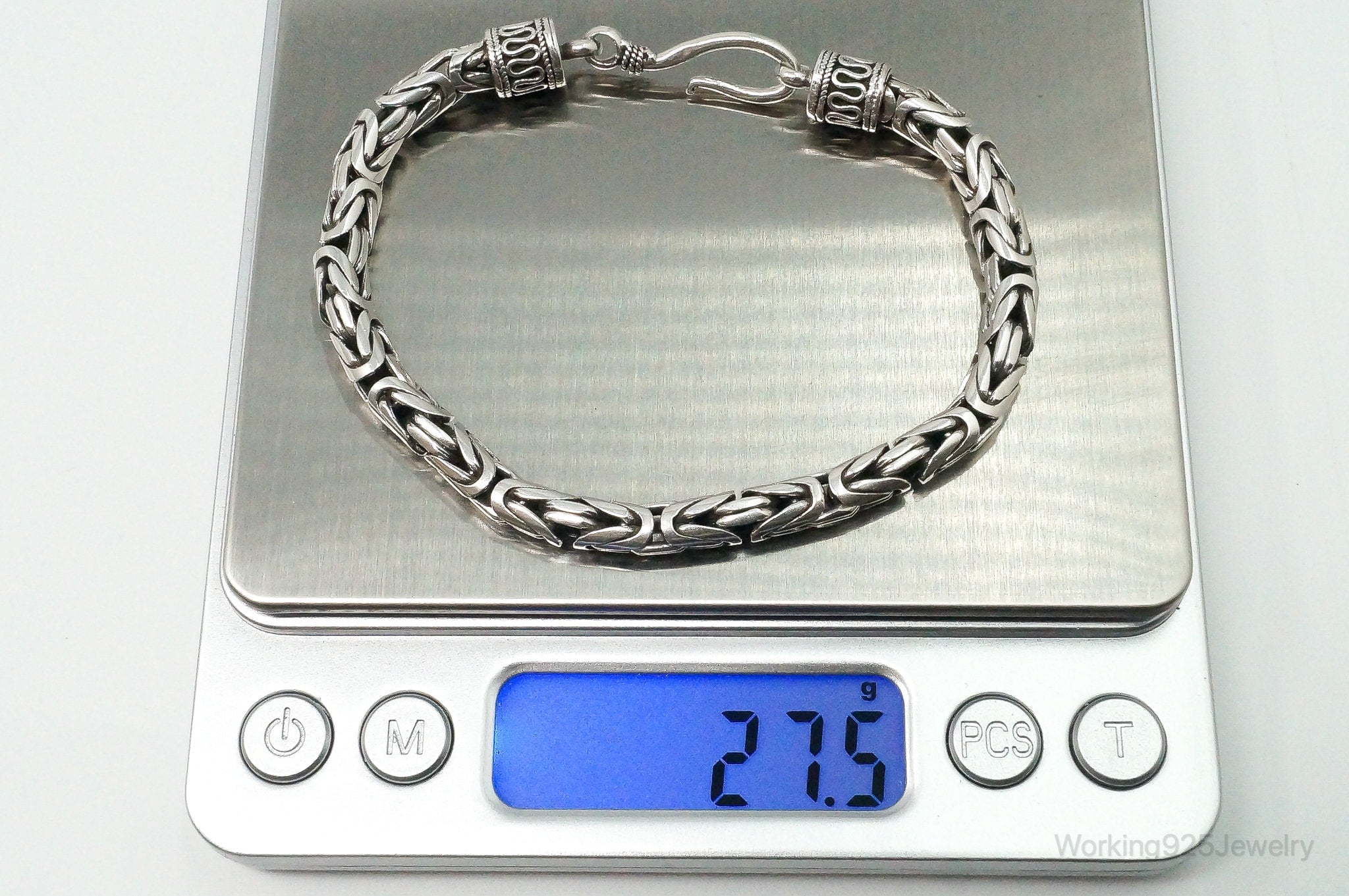 Vintage Byzantine Chain Balinese Sterling Silver Bracelet