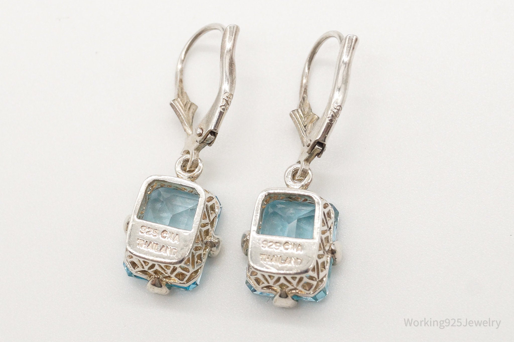 Vintage Designer CNA Blue Topaz Sterling Silver Earrings