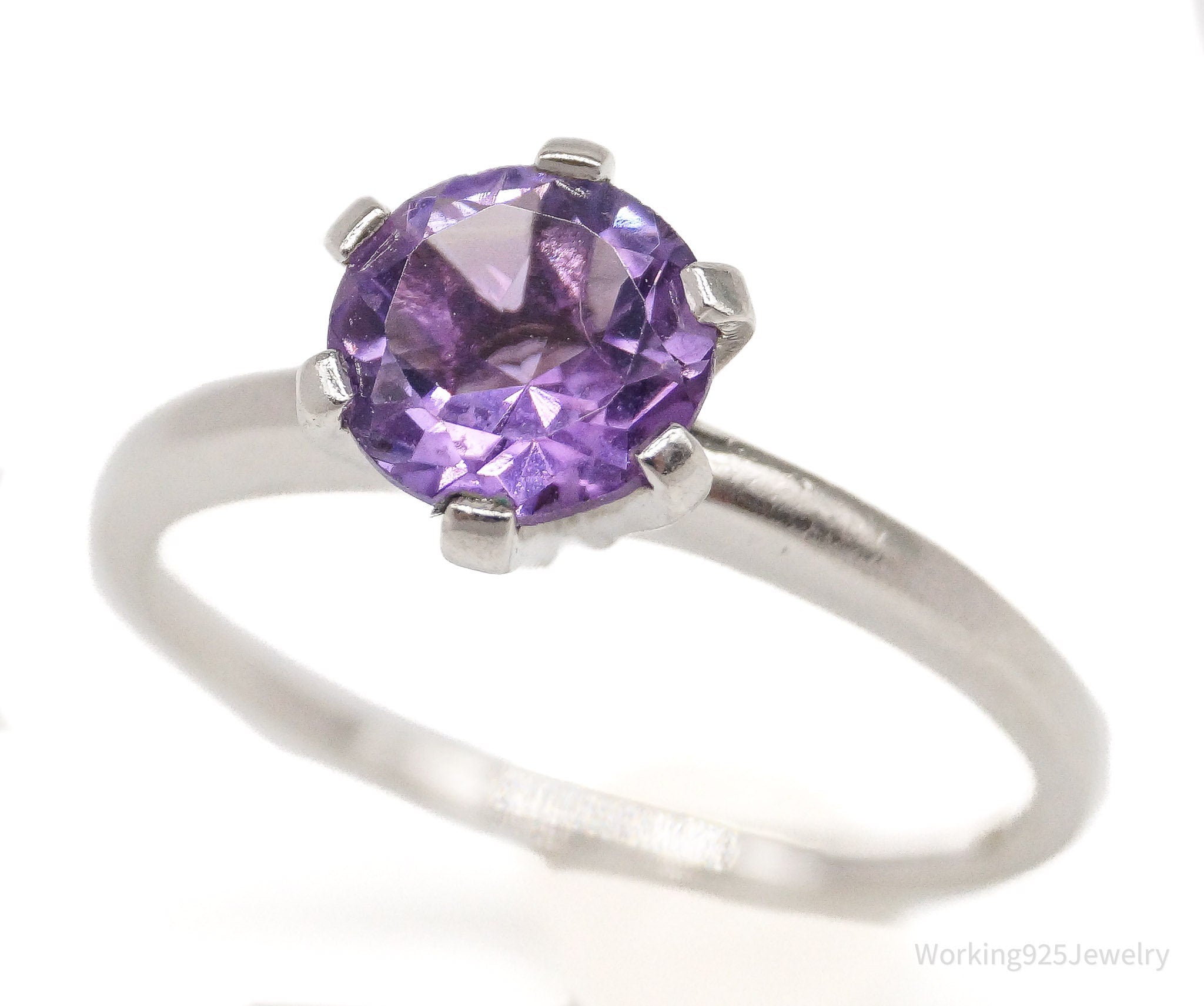 Vintage Amethyst Sterling Silver Ring - Size 8