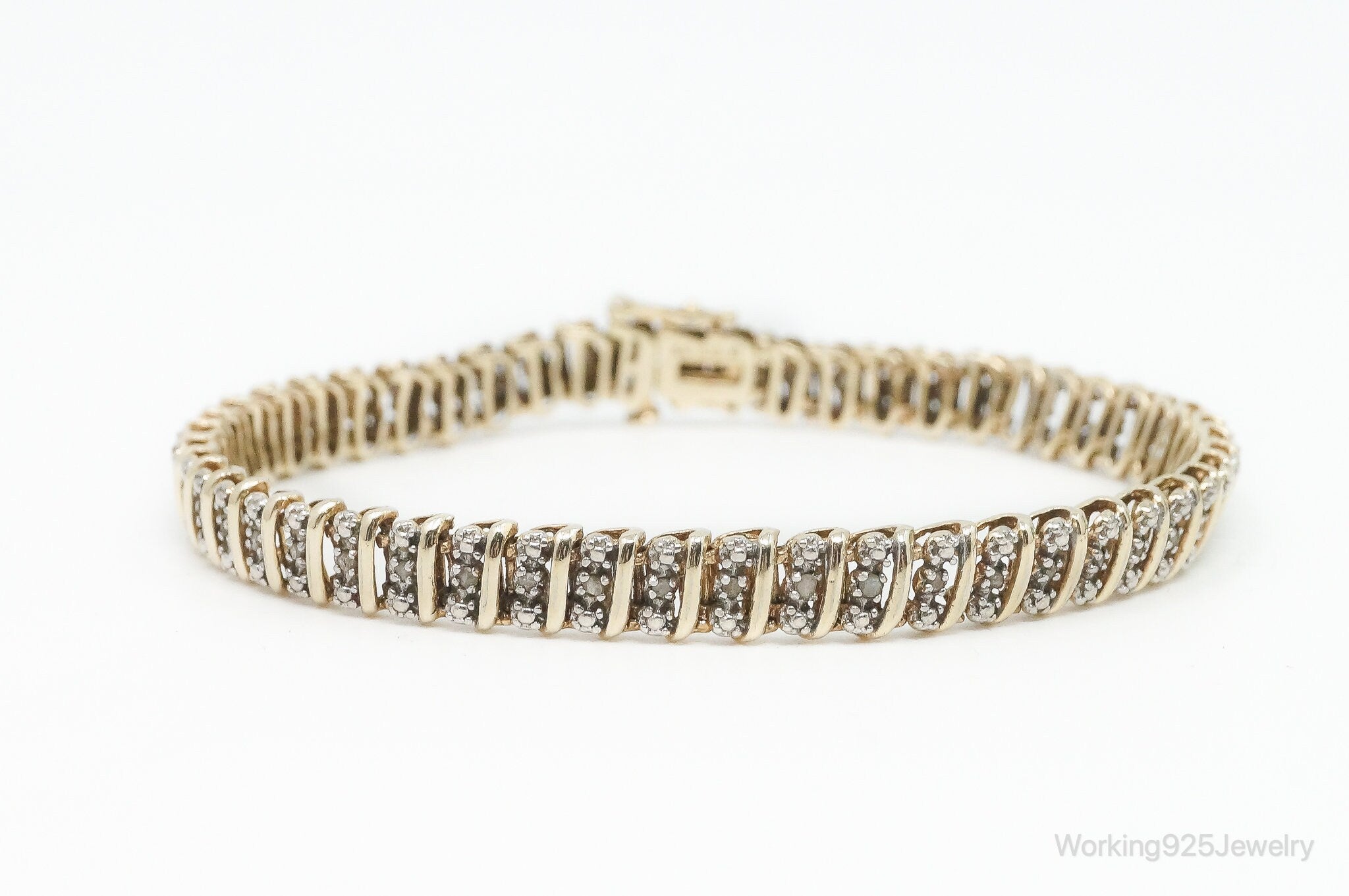 Vintage Designer Diamond Gold Vermeil Sterling Silver Bracelet